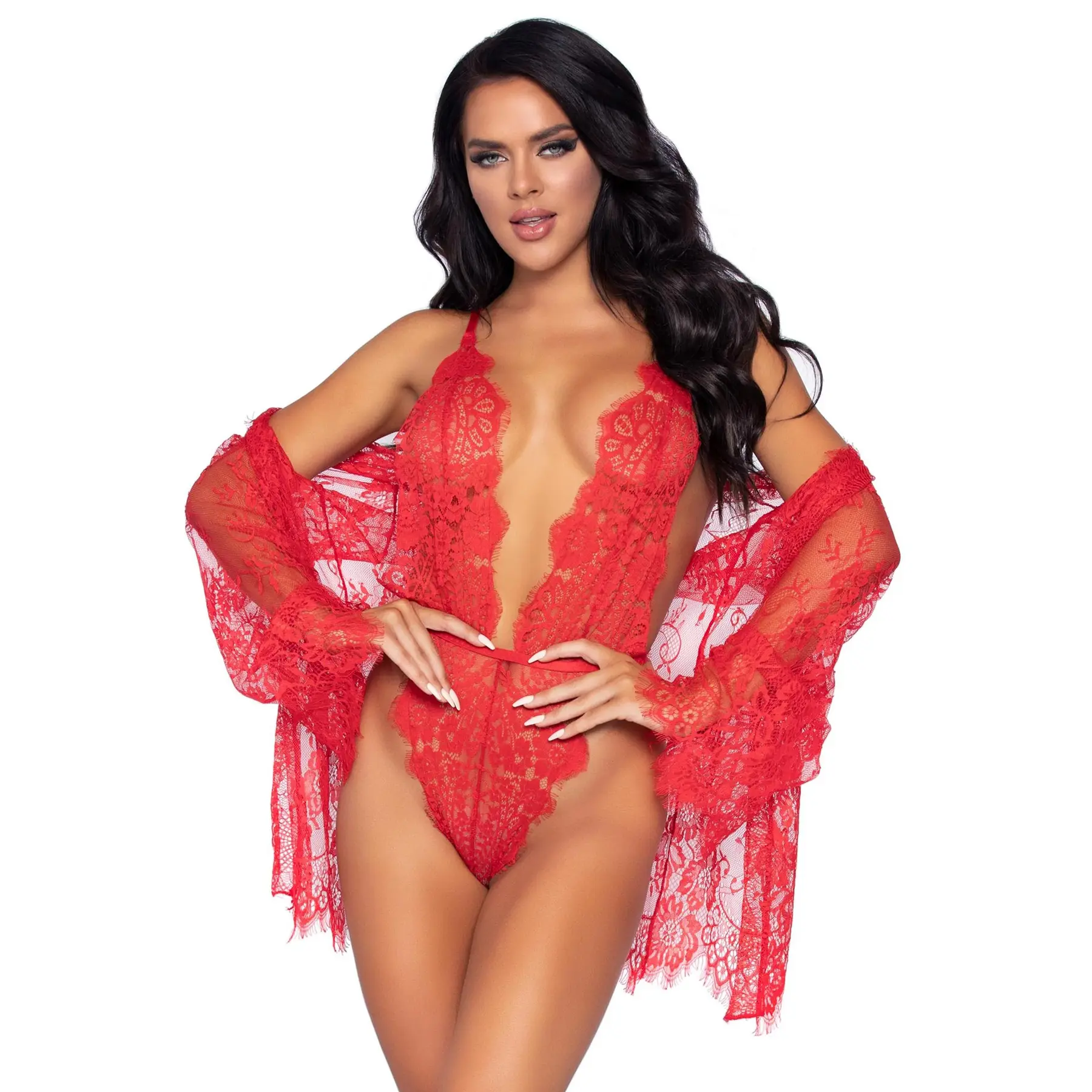 Completo Nuisette + Thong Cavato E Abito In Pizzo donna
