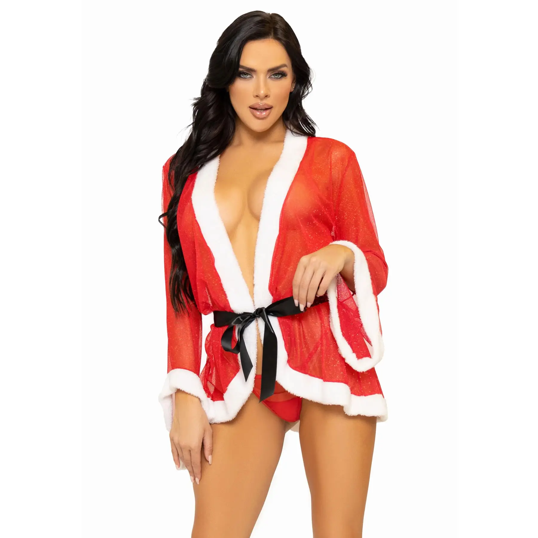 Completo kimono con cravatta e string per donna