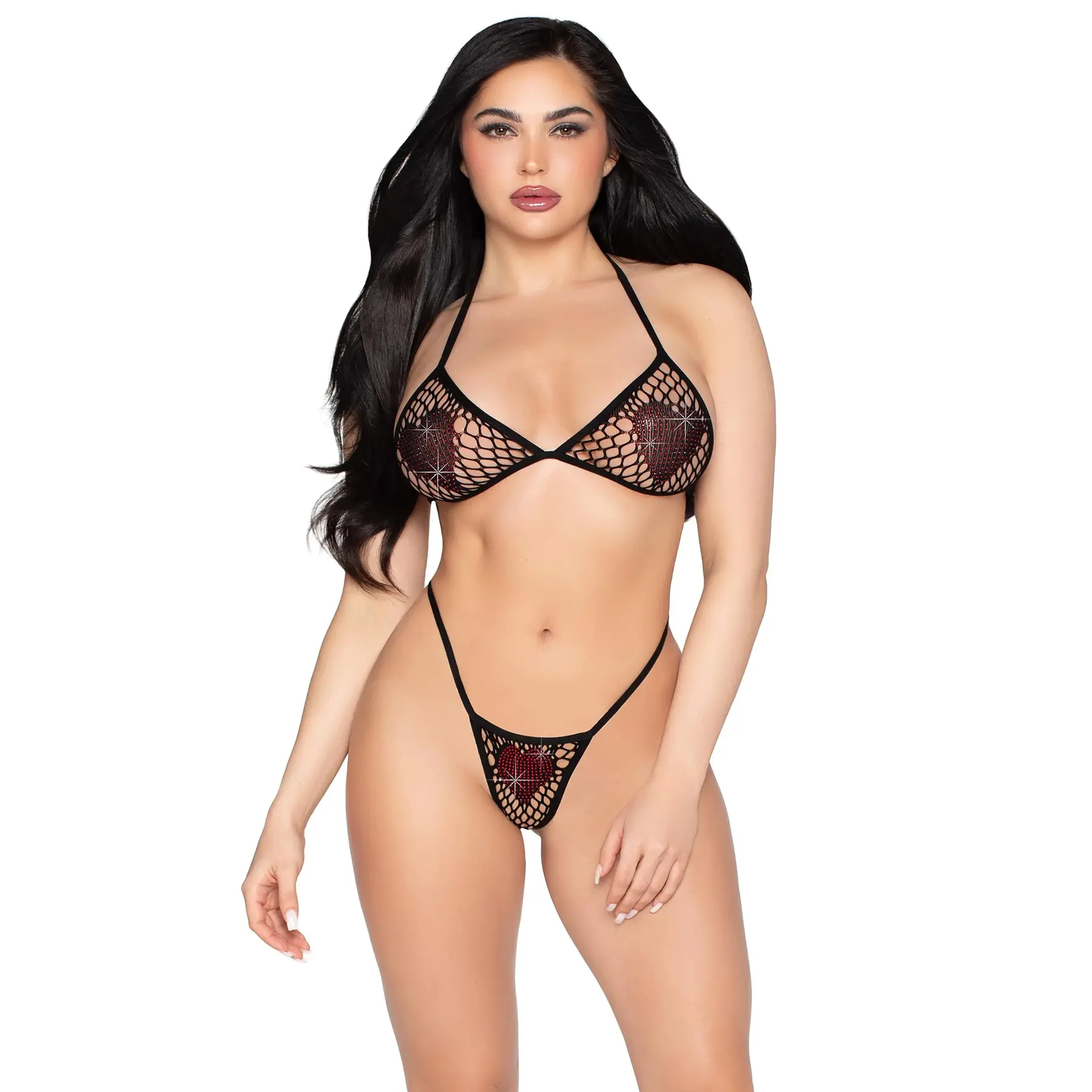 Damen-Set aus Netz-BH und String Leg Avenue