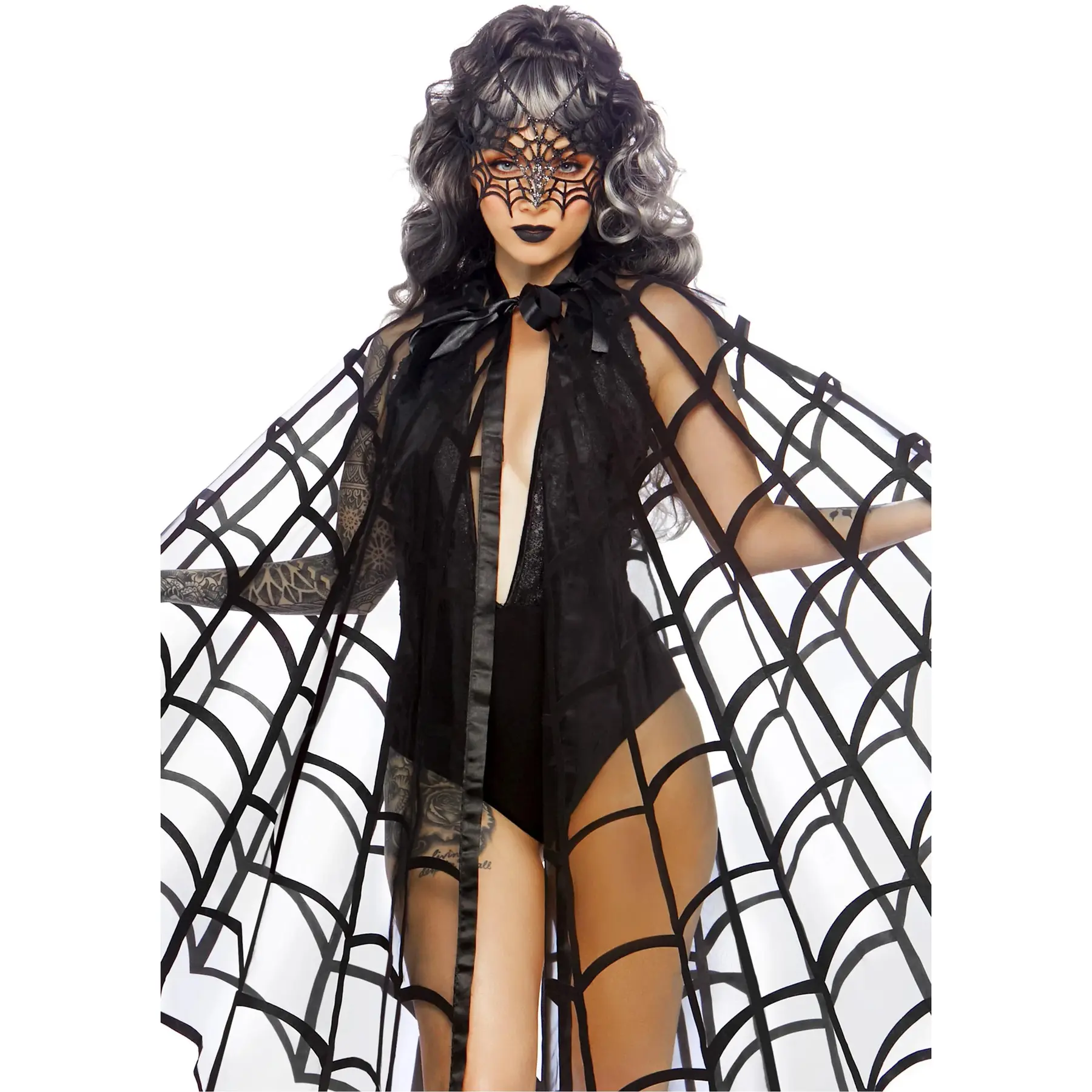 Fleece-Cape Mit Spinnenweb-Muster Für Damen Leg Avenue