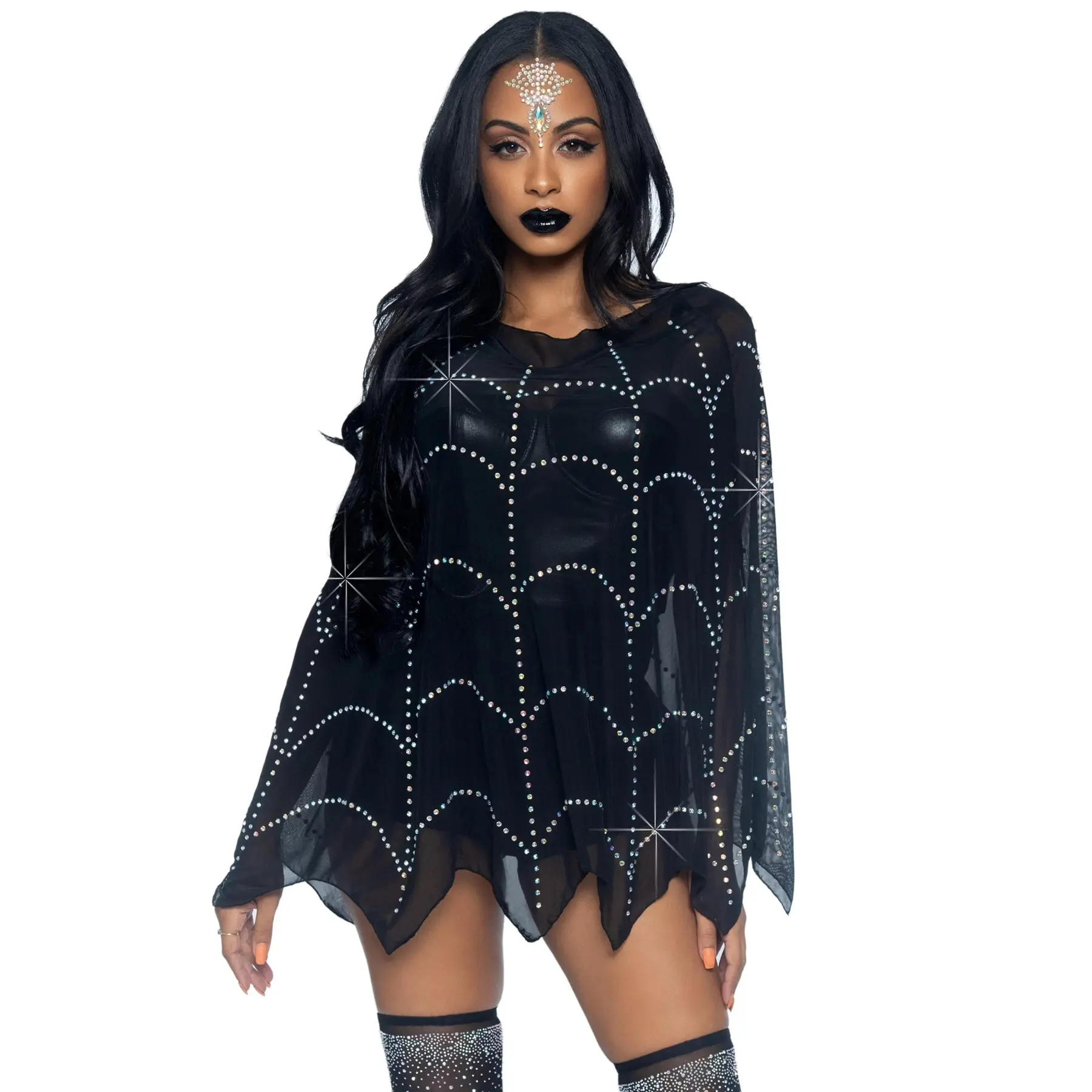 Transparenter Strass-Poncho für Damen Leg Avenue