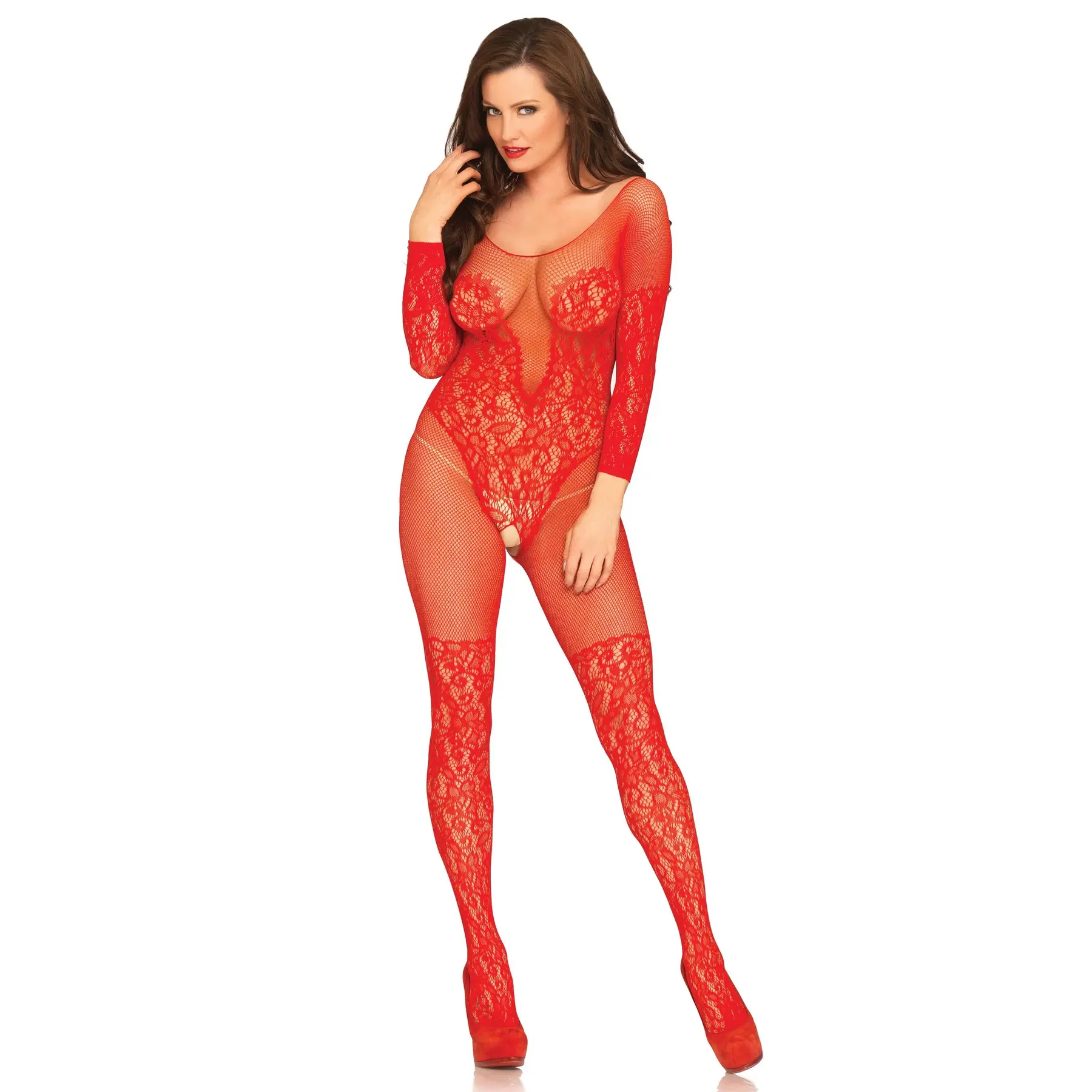 Body aus Netz und Spitze mit Weinmotiv für Damen Leg Avenue