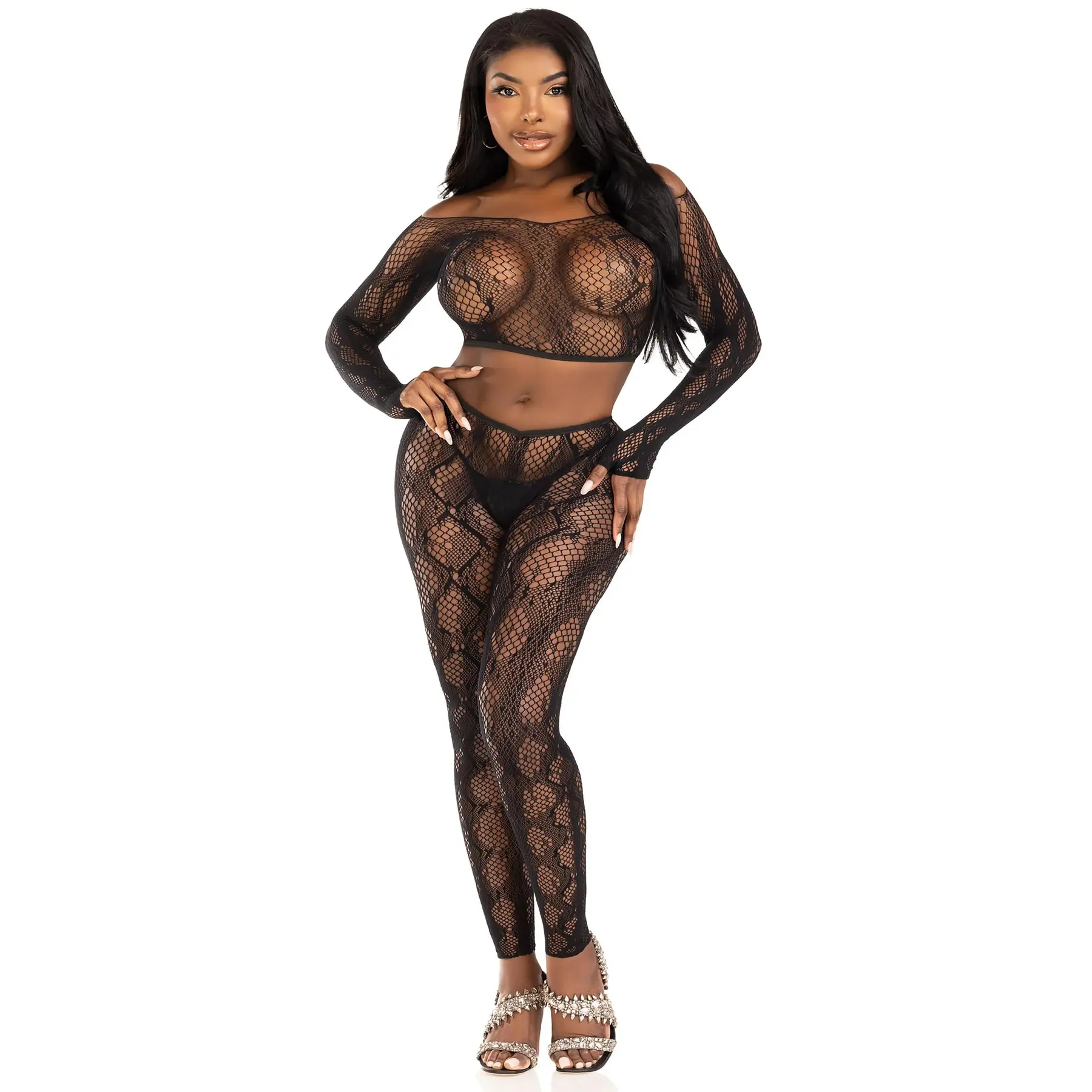 Langärmliges Oberteil und Leggings für Damen Leg Avenue Python