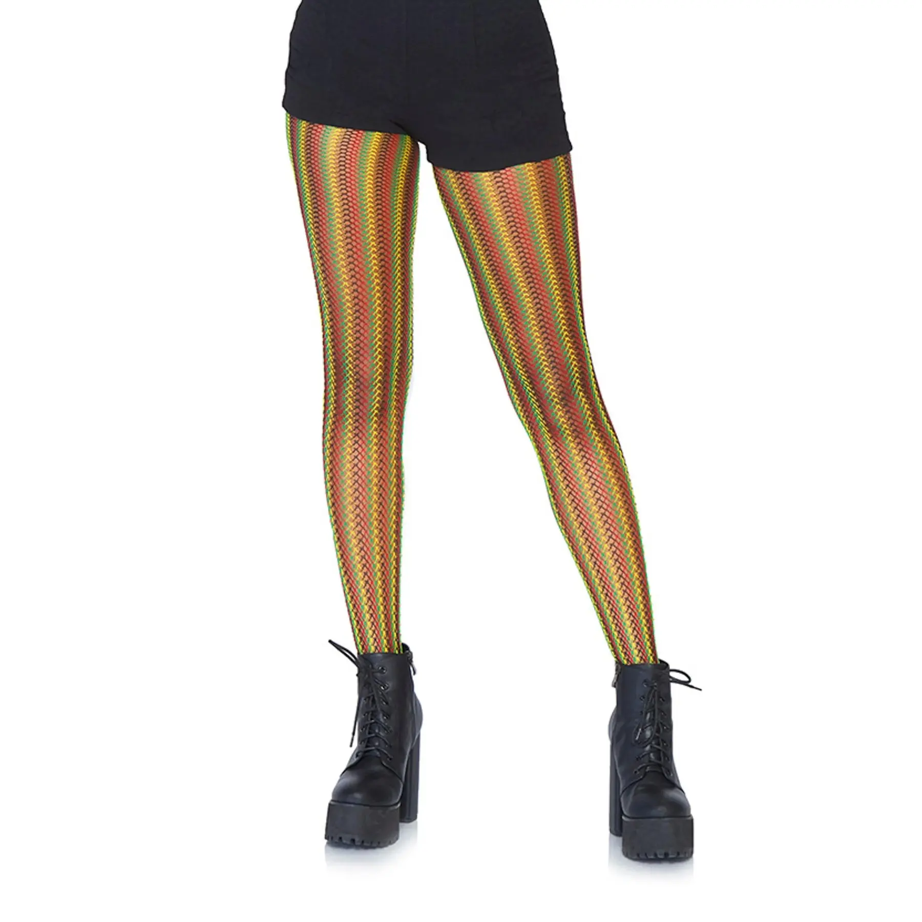 Gestreifte Netzstrumpfhose Rasta femme Leg Avenue Rasta