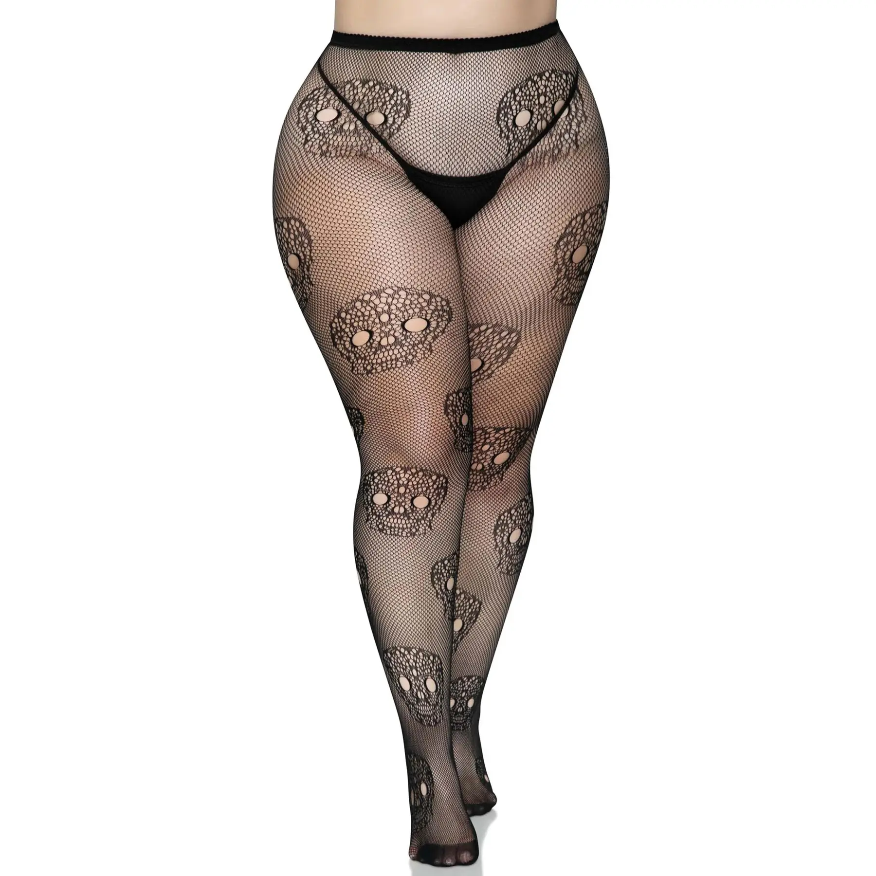 Damen Spitzen Totenkopf Strumpfhose Leg Avenue