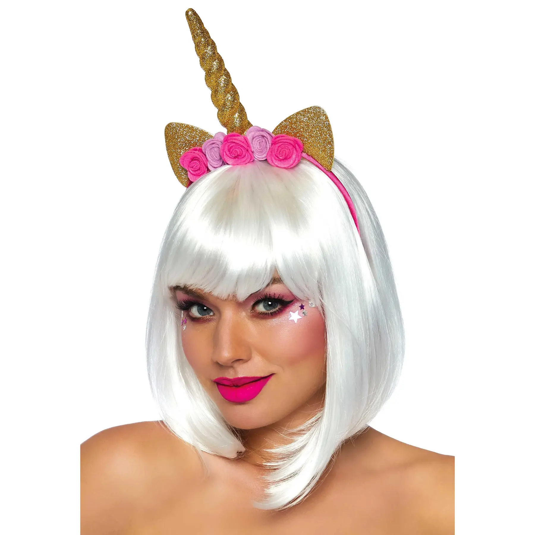 Glitzernde Einhorn-Haarband mit Blume Damen Leg Avenue