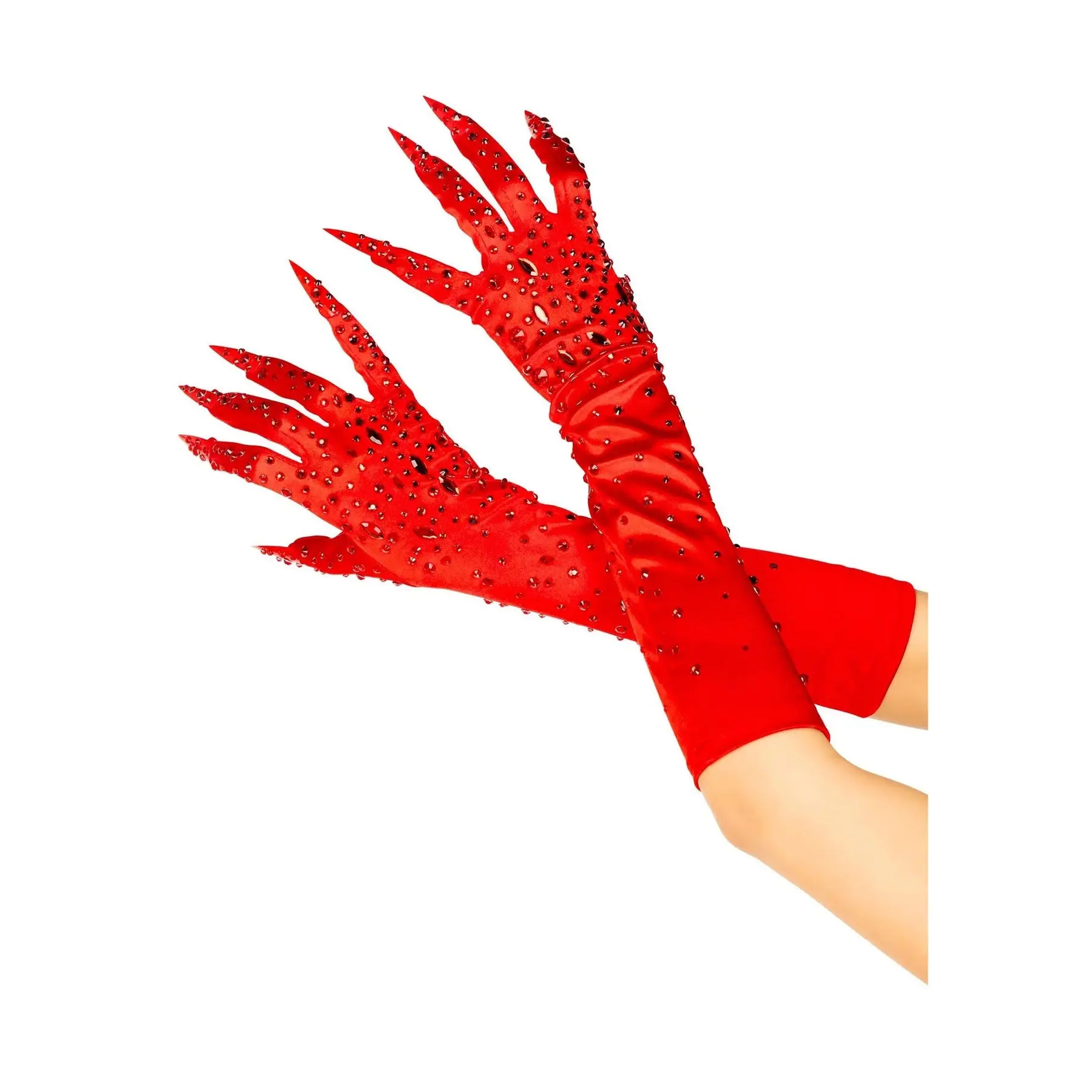 Strass-Verzierte Krallenhandschuhe Damen Leg Avenue