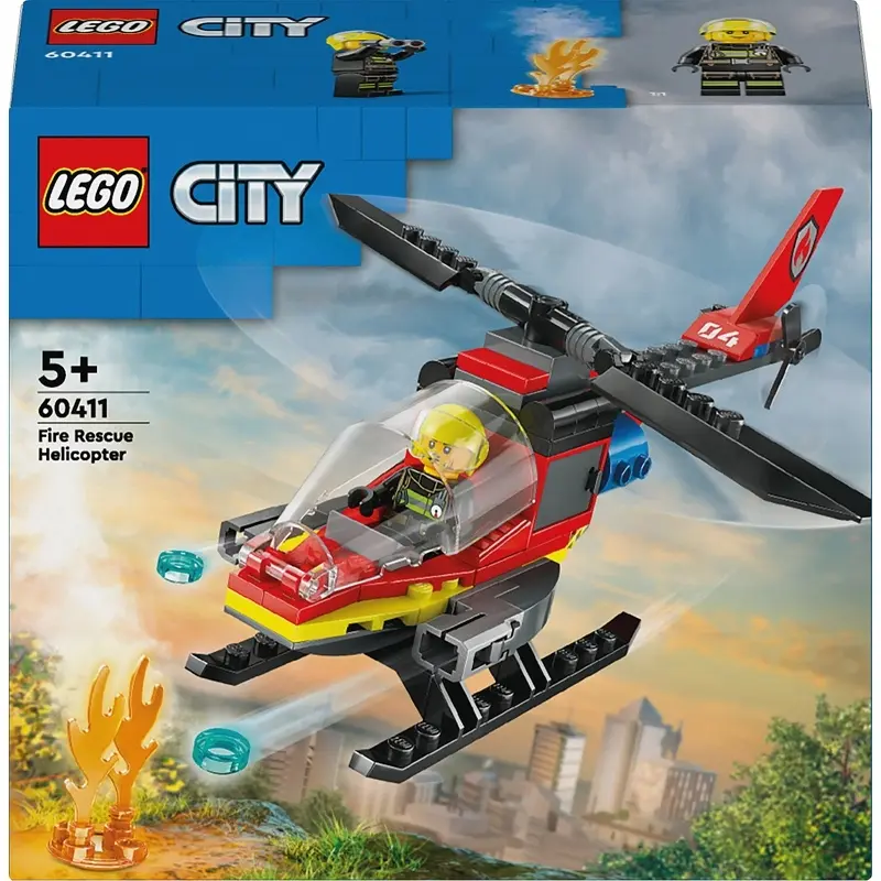 Lego City L’HéLicoptèRe De Secours Des Pompiers, Ensemble De Construction Avec Minifigurines De Pilote Pompier, Cadeau Pour GarçOns Et Filles De 5 Ans Ou Plus, Jeu Imaginatif 60411-image
