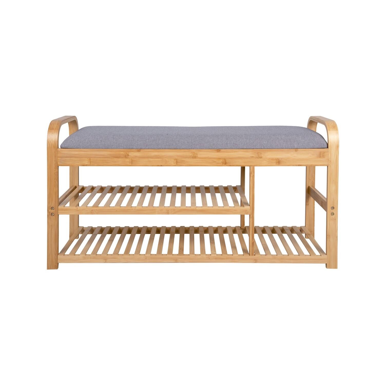 8714302141492 - Bank - Arch Double Shelf - Bambus - Stoff grau