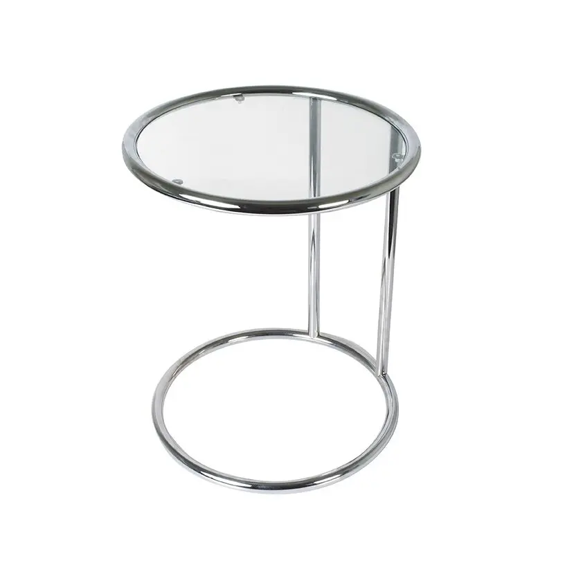 Beistelltisch Glas mit Chromstahl Leitmotiv