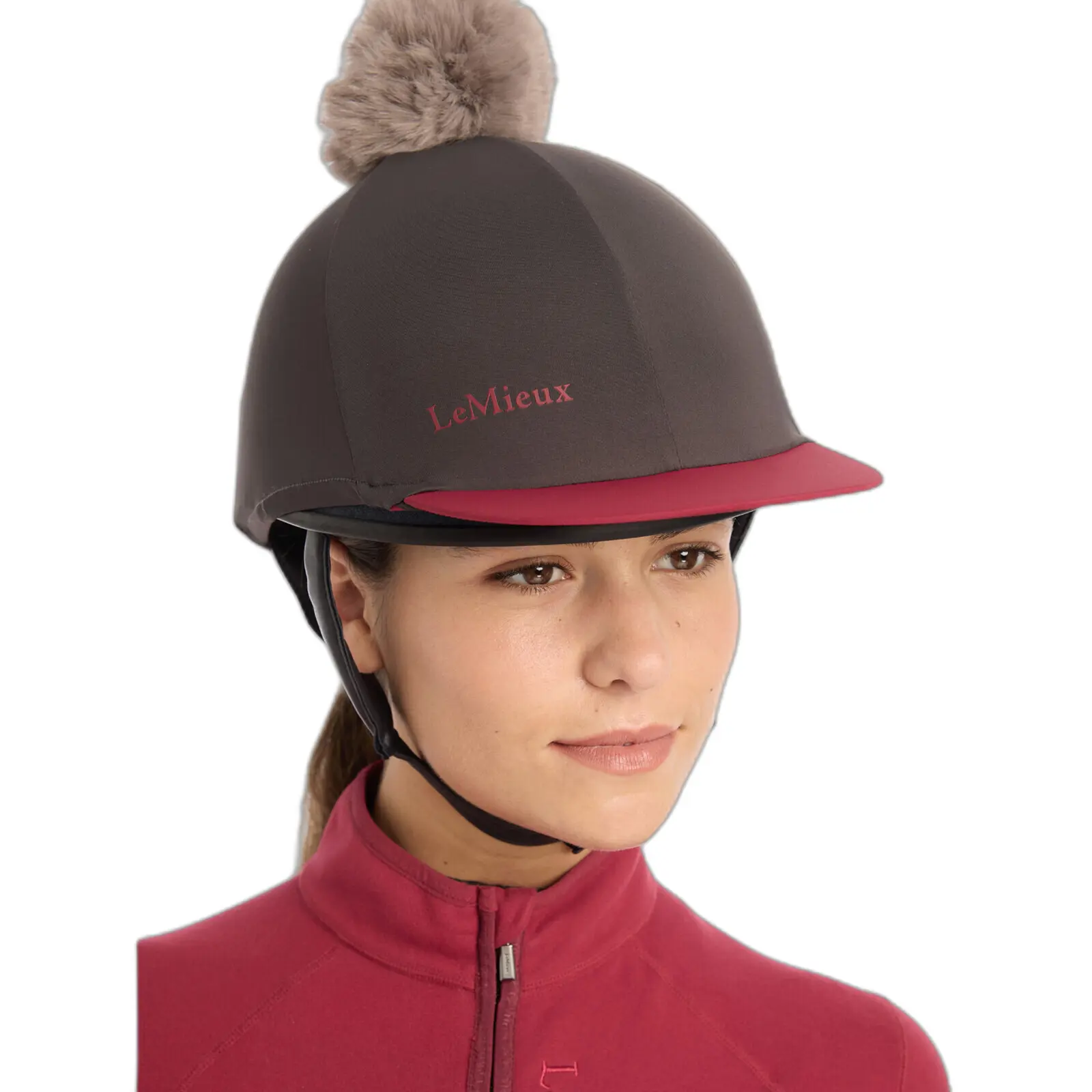 Lemieux Women's Noir Riding Helmet Hat With Pompom For