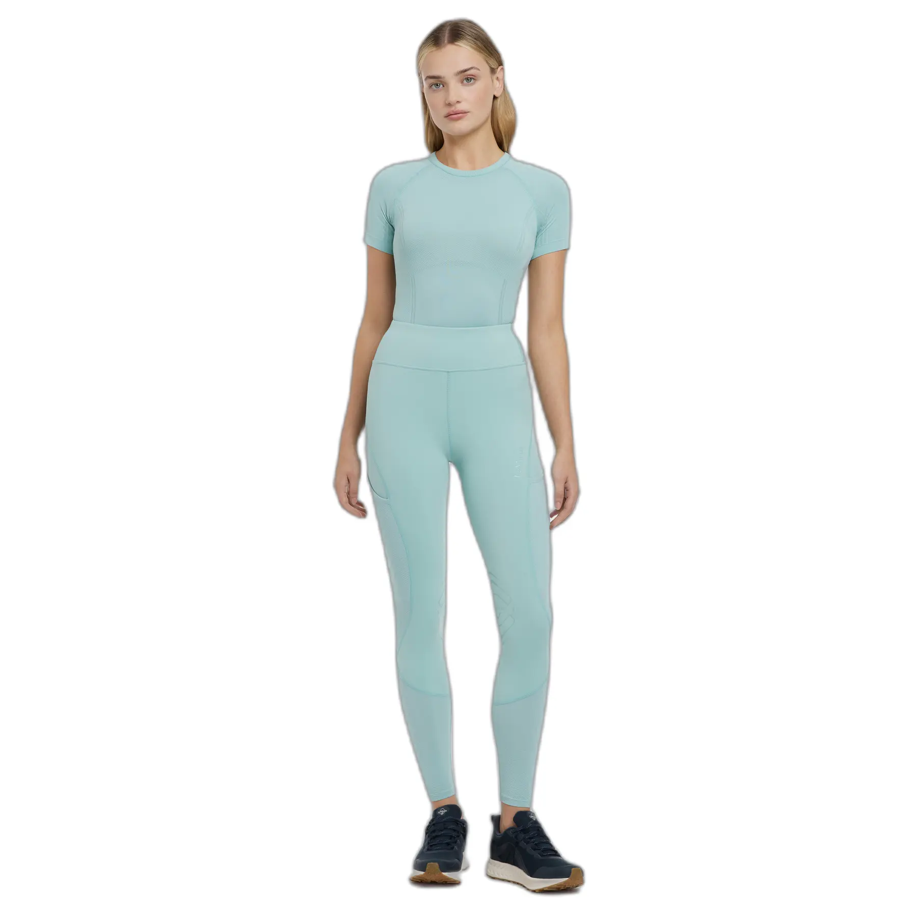 Lemieux Women's Turquoise Mesh Mid Grip Riding Leggings For Lydia