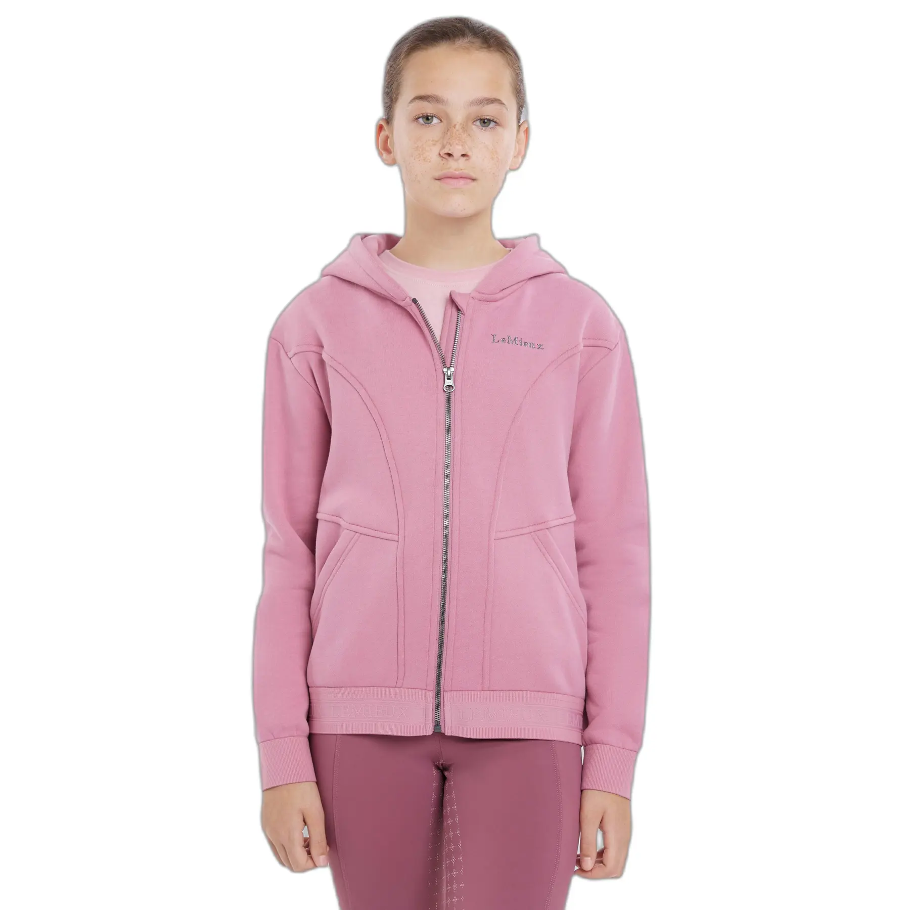 Lemieux Rose Sweatshirt Équitation À Capuche Zippé Fille Hadley
