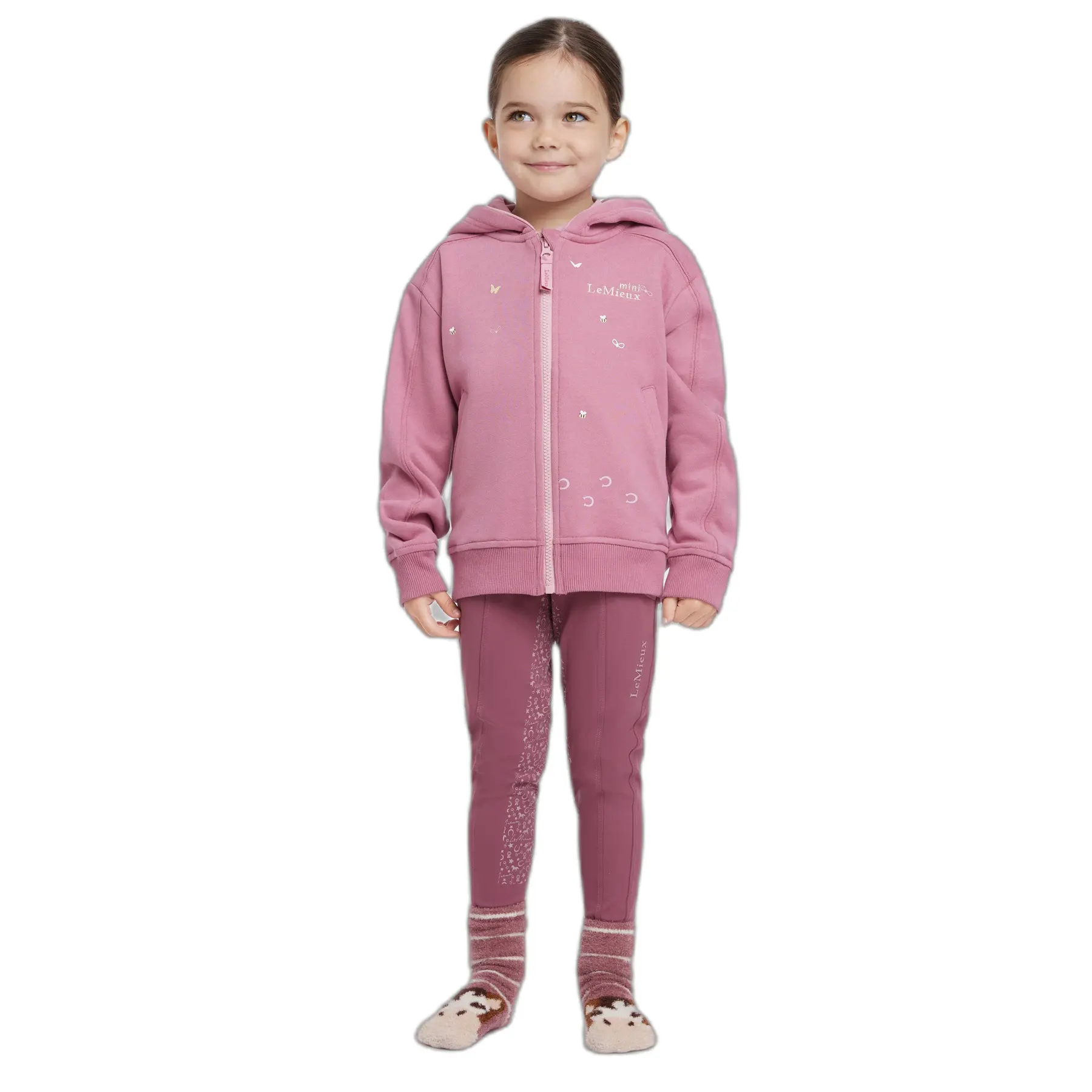 Lemieux Rose Sweatshirt Équitation À Capuche Zippé Enfant Mini Charlie