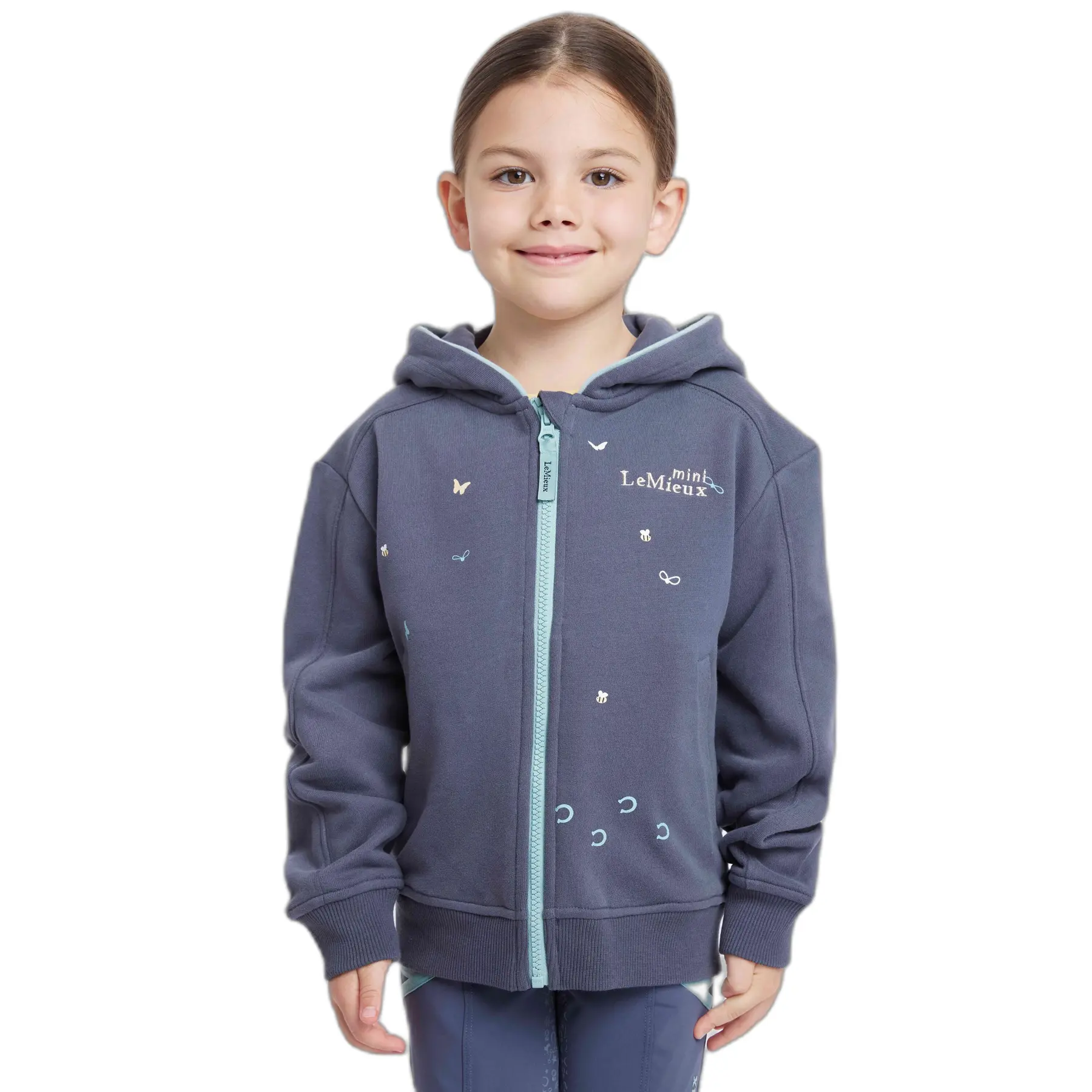 Lemieux Bleu Sweatshirt Équitation À Capuche Zippé Enfant Mini Charlie