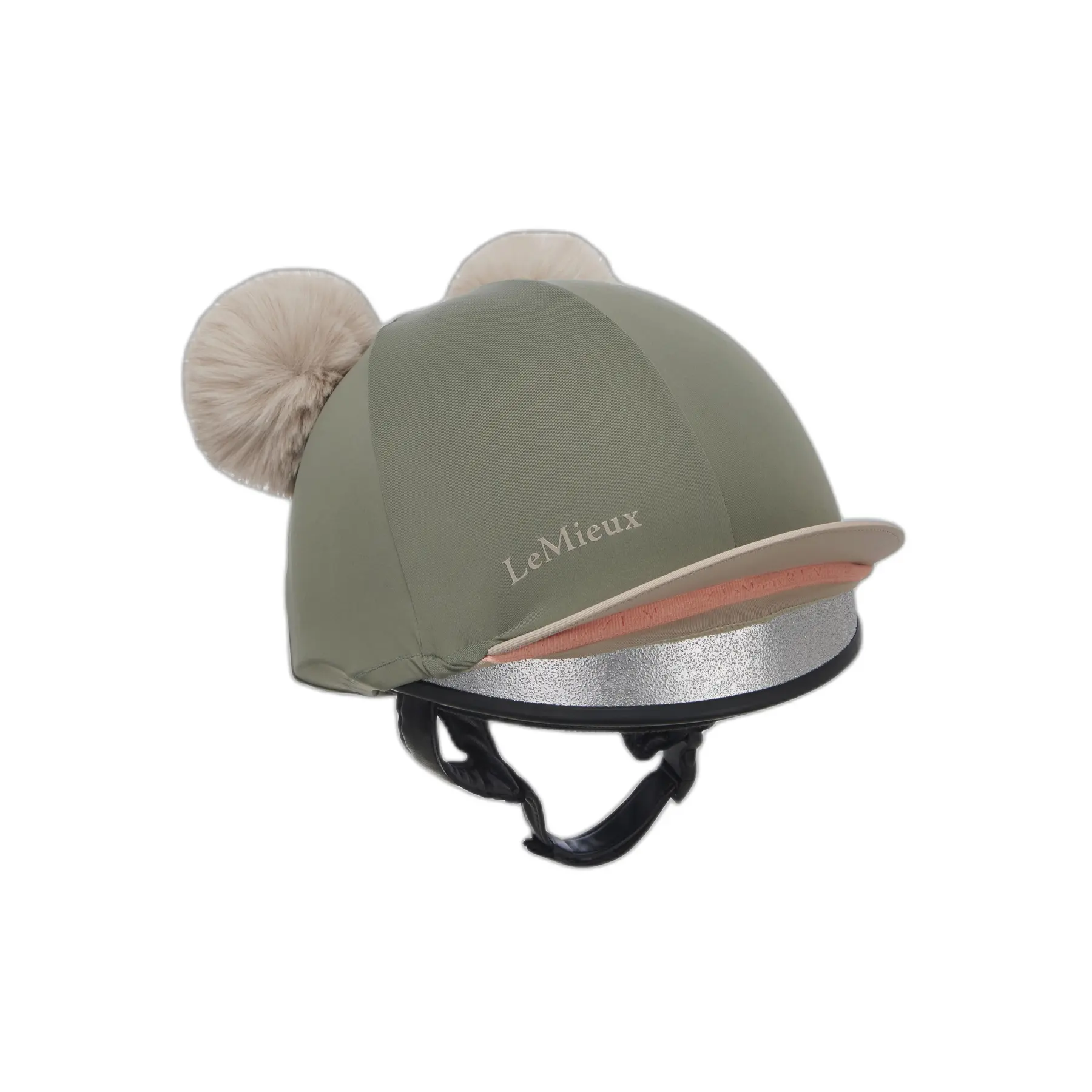 Lemieux Vert Riding Helmet Cover With Removable Double Pompom