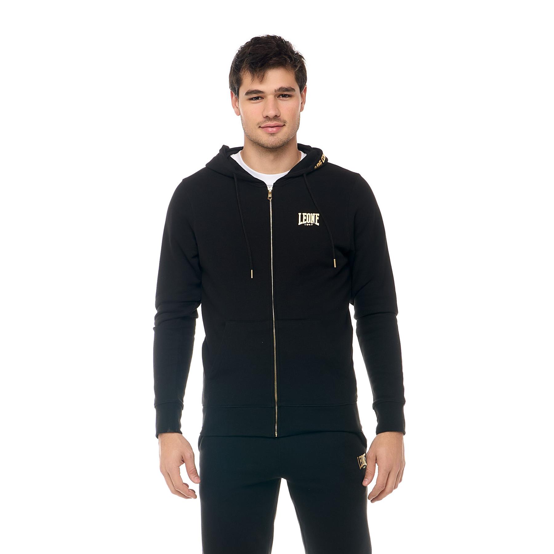 9504333621150 - LEONE 1947 Herren Kapuzensweatjacke mit Reißverschluss NEW GOLD