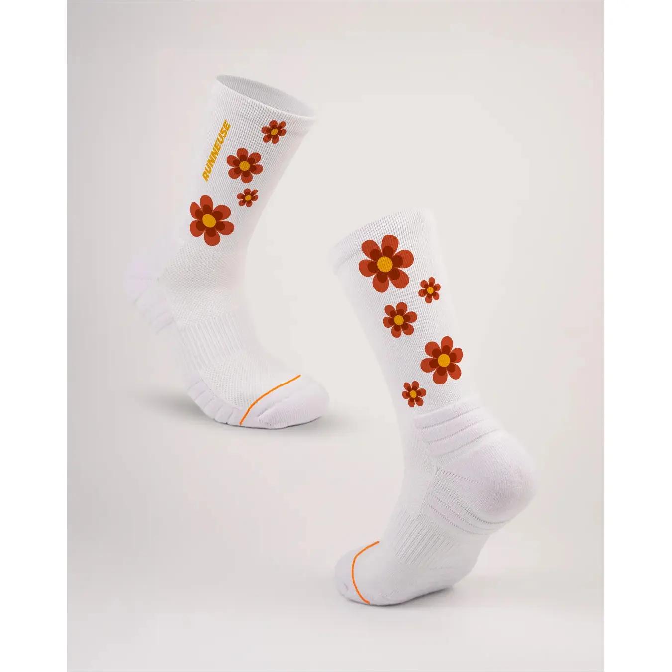 Les Frères Chaussettes Unisex Marron Running Socks Fleurs