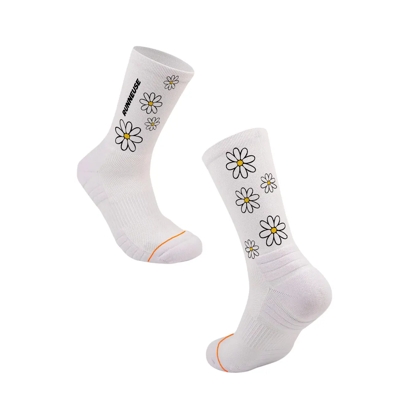 Les Frères Chaussettes Unisex Noir Running Socks Fleurs