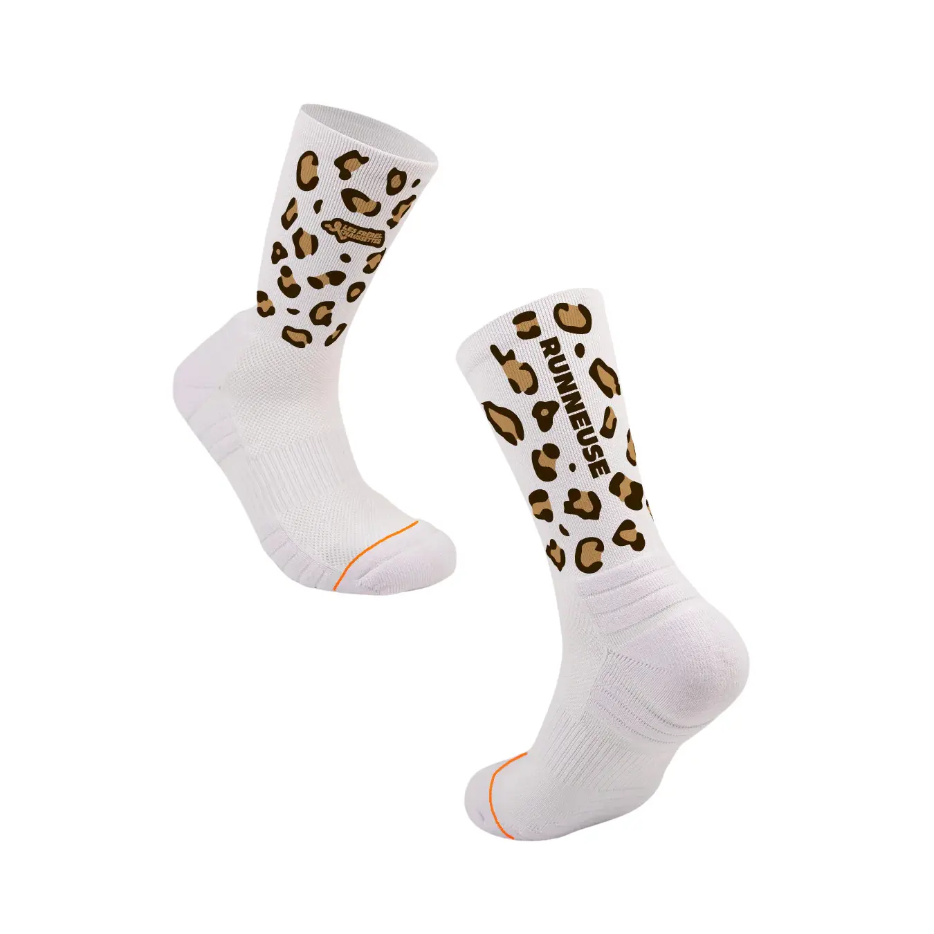 Les Frères Chaussettes Unisex Marron Running Socks Léopard