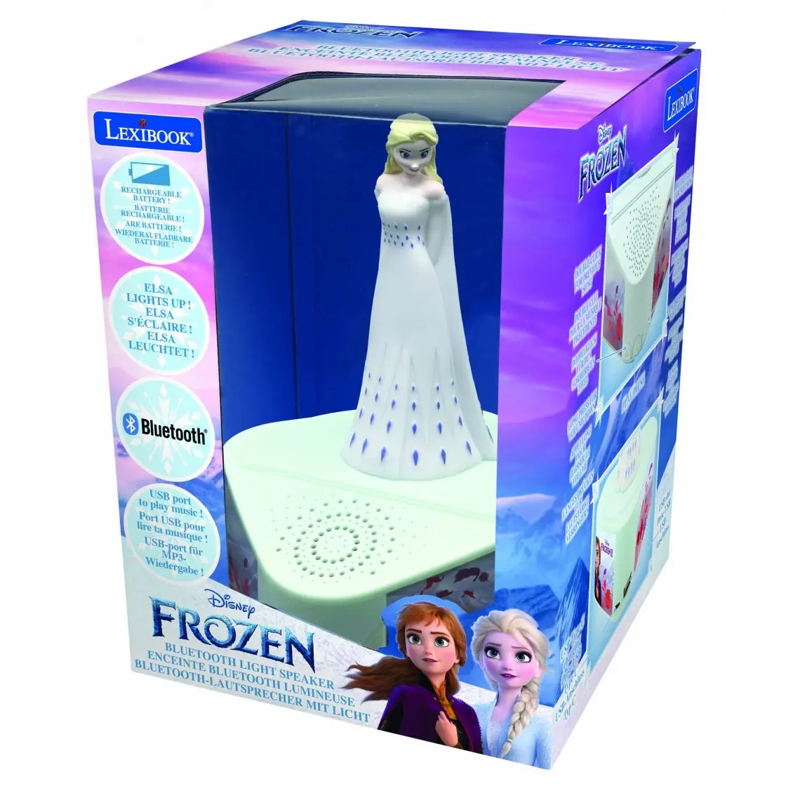 3380743096452 - Frozen Elsa Bluetooth-Lautsprecher mit beleuchteter 3D Figur Elsa Anna