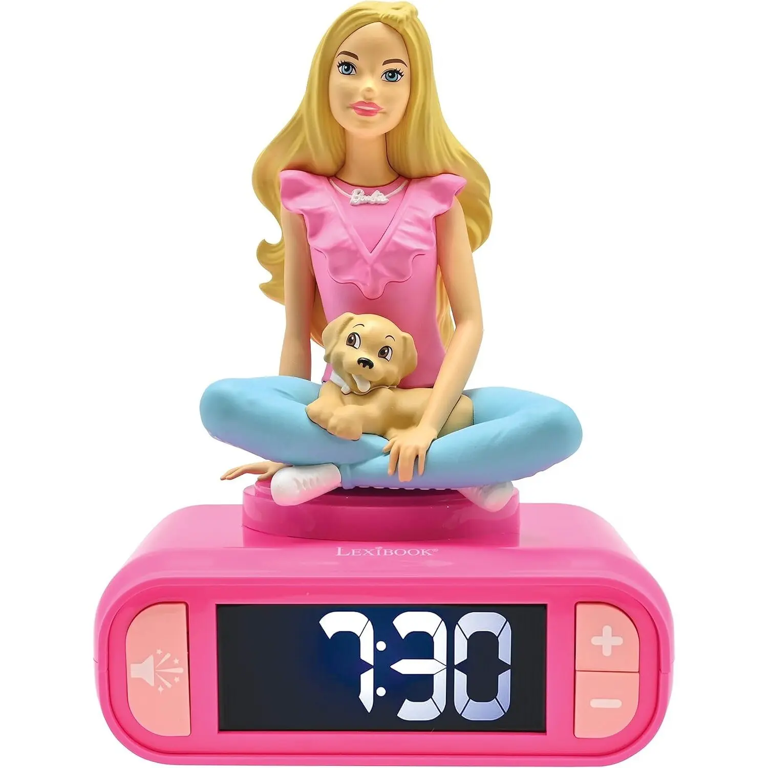 3380743101927 - Digitaler Wecker mit leuchtendem Nachtlicht 3D-Barbie und Soundeffekten Lexibook