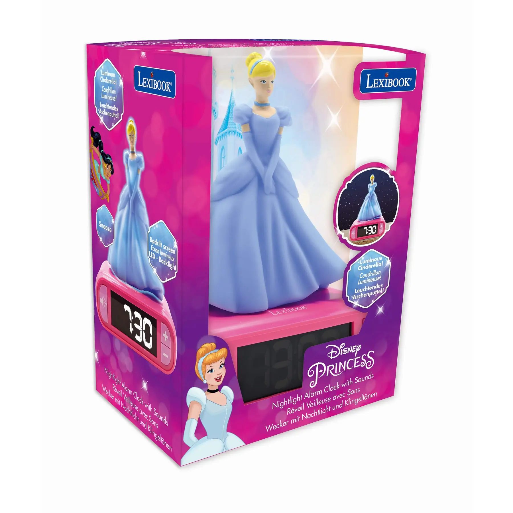 Cinderella princesses 3d design alarm clock with nightlight