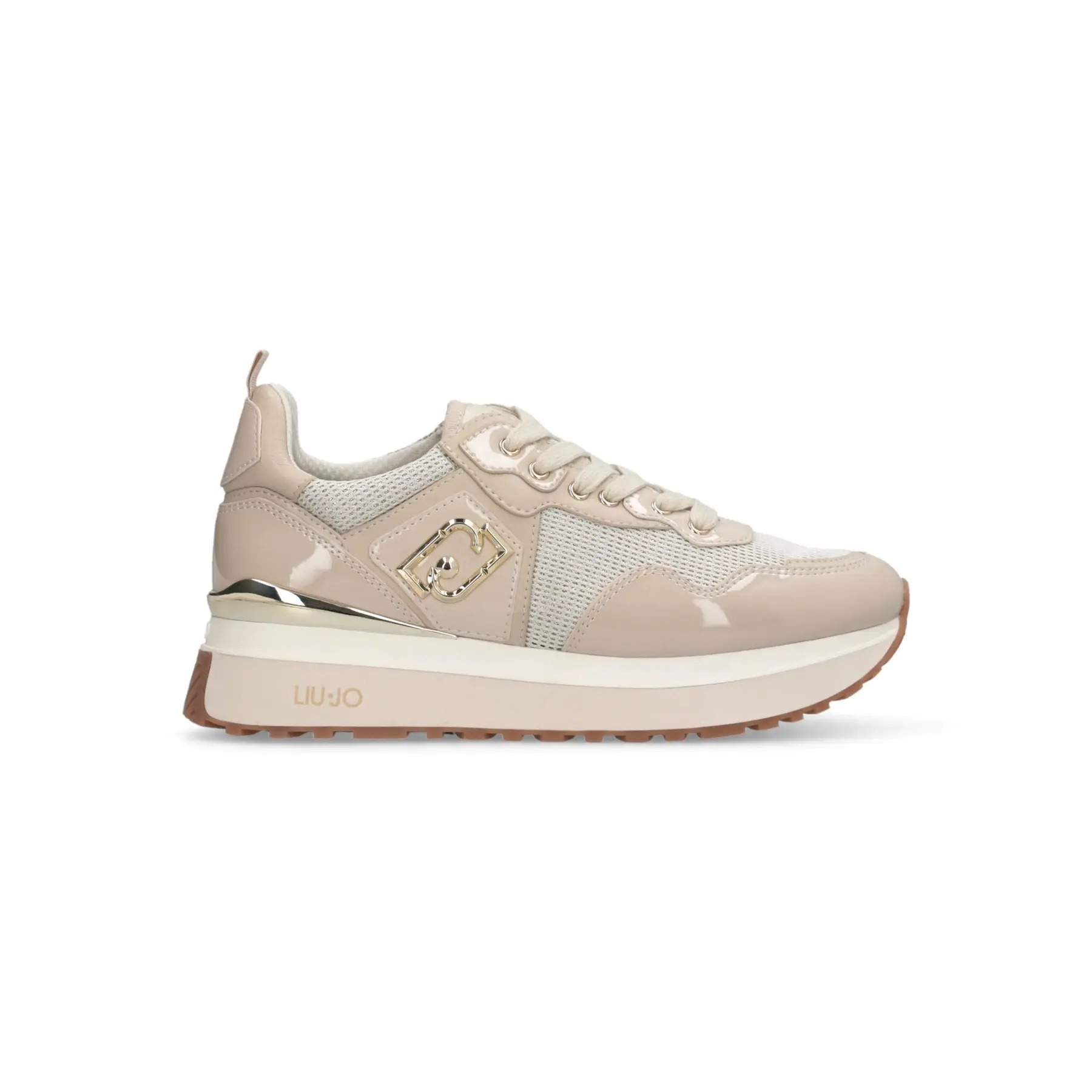 Liu Jo Women's Beige Monogram Print Sneakers Maxi Wonder 01
