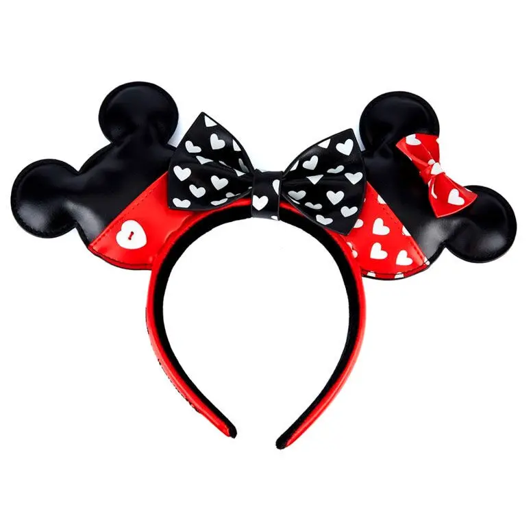 0671803401129 - Mickey Mouse Loungefly - Mickey und Minnie Valentine Haarreifen rot schwarz weiß