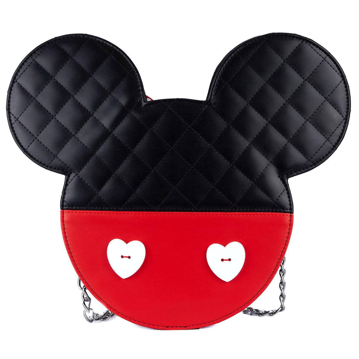 0671803401143 - Mickey Mouse Loungefly - Mickey und Minnie Valentine Geldbörse Umhängetasche schwarz rot weiß