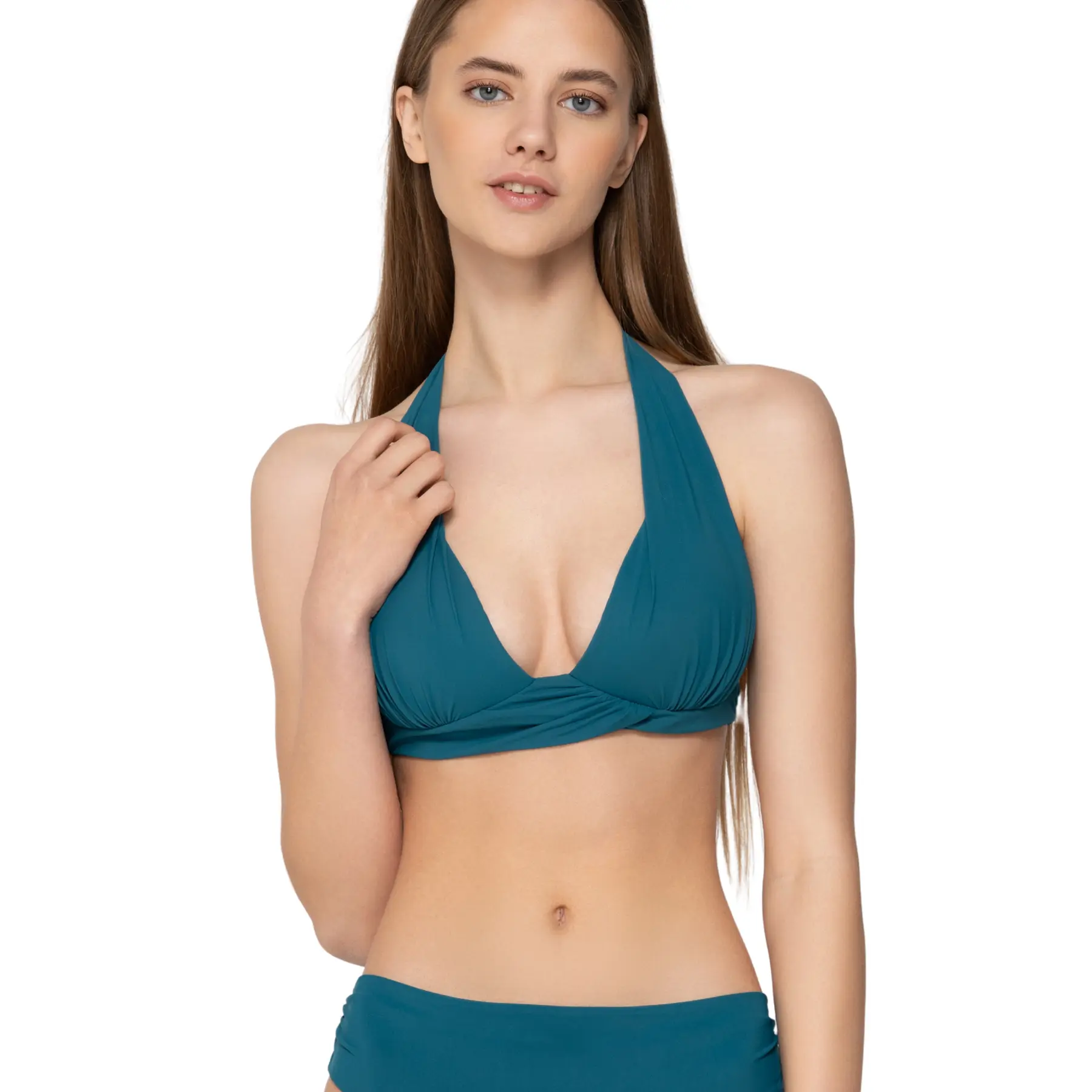Top bikini triangolo plissettato avvolgente donna  Blue Sense