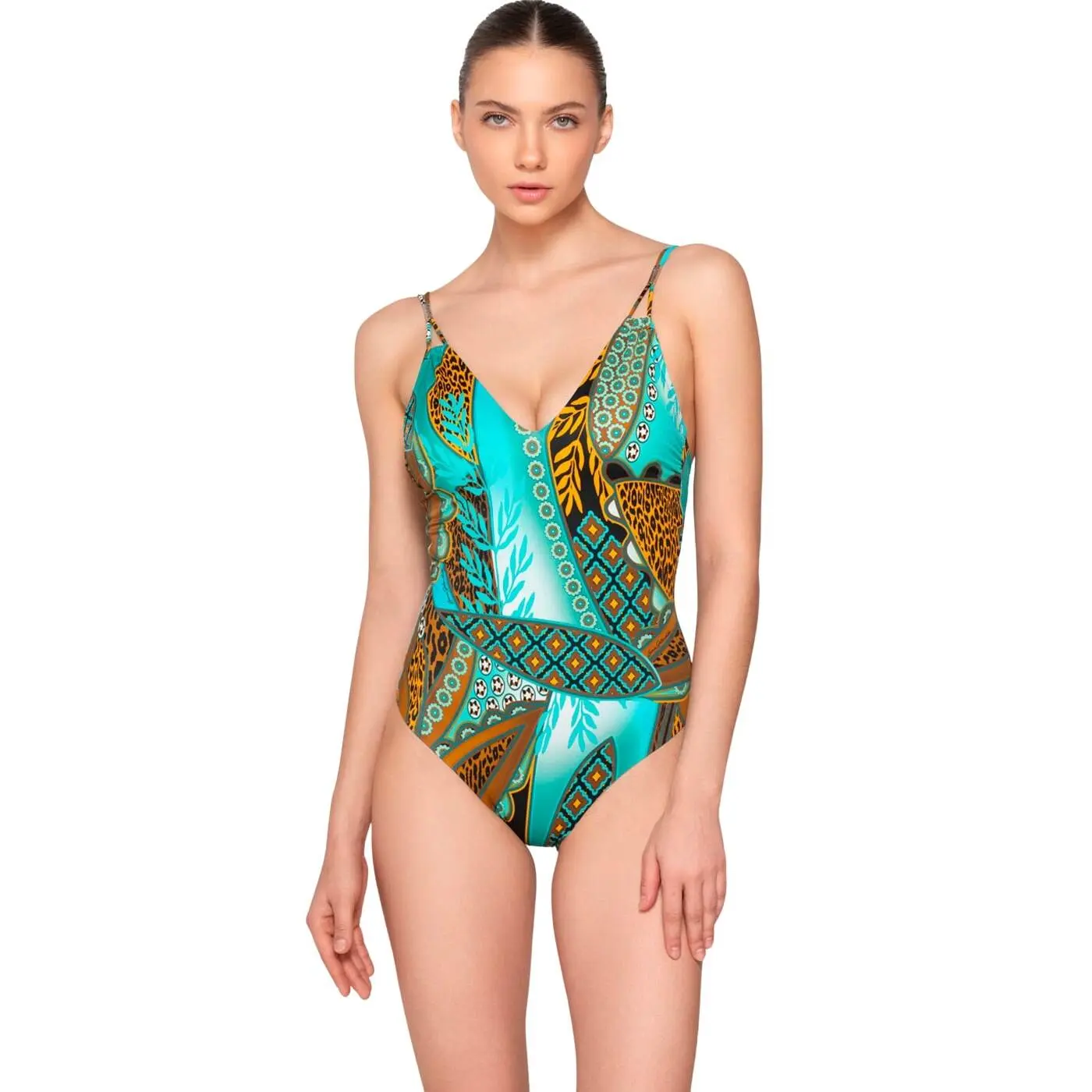 Image of Einteiliger Badeanzug mit vorgeformtem Dreieck für Frauen Luna Jade