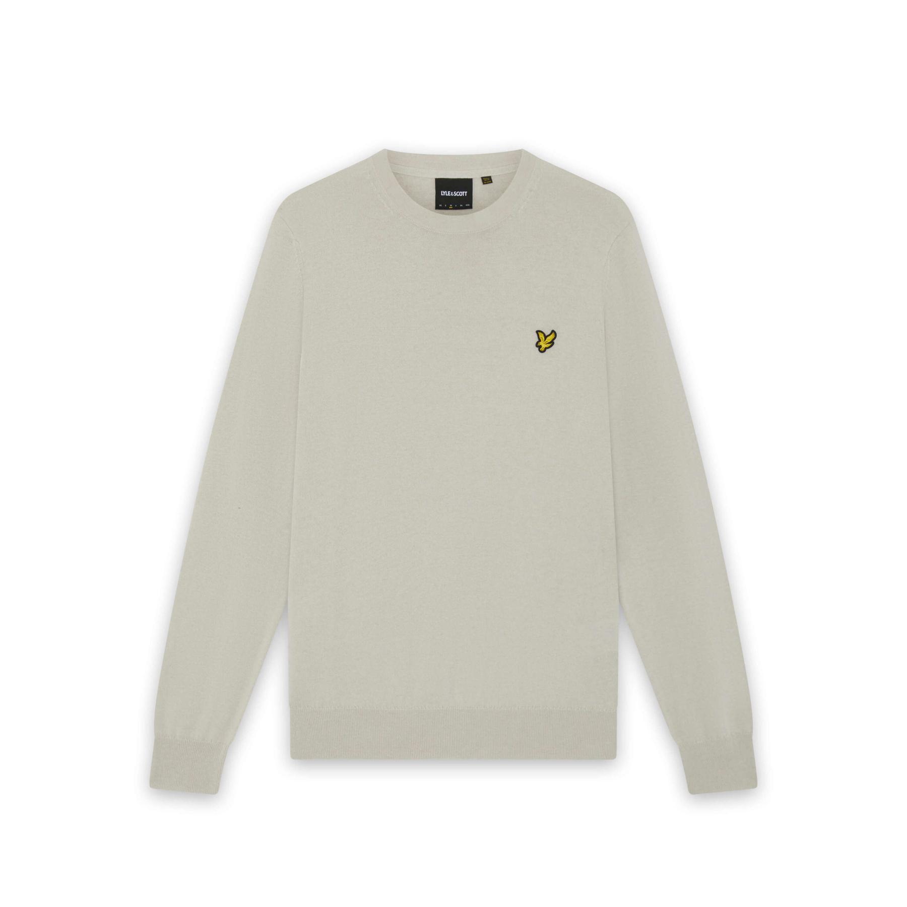 Maglione girocollo in cotone misto merino