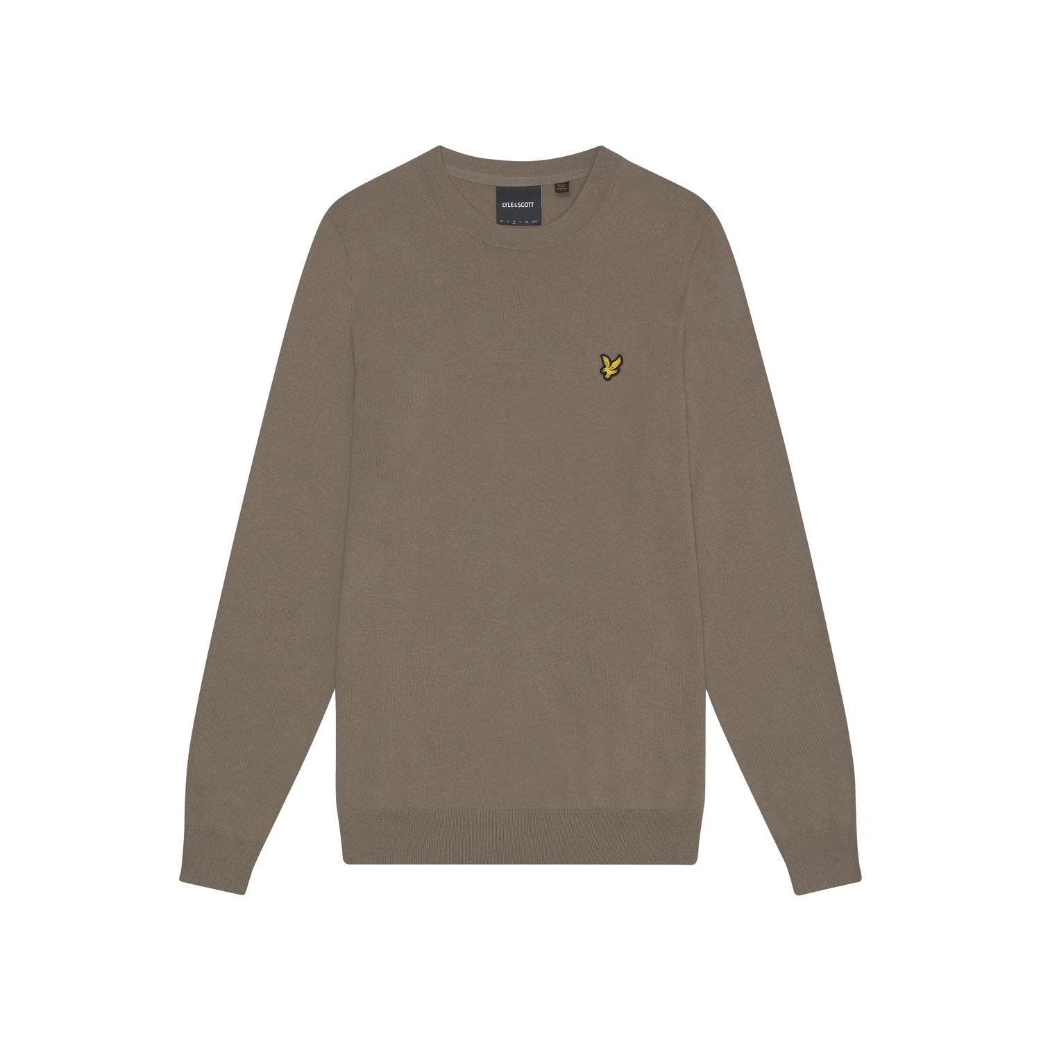 Maglione girocollo in cotone misto merino