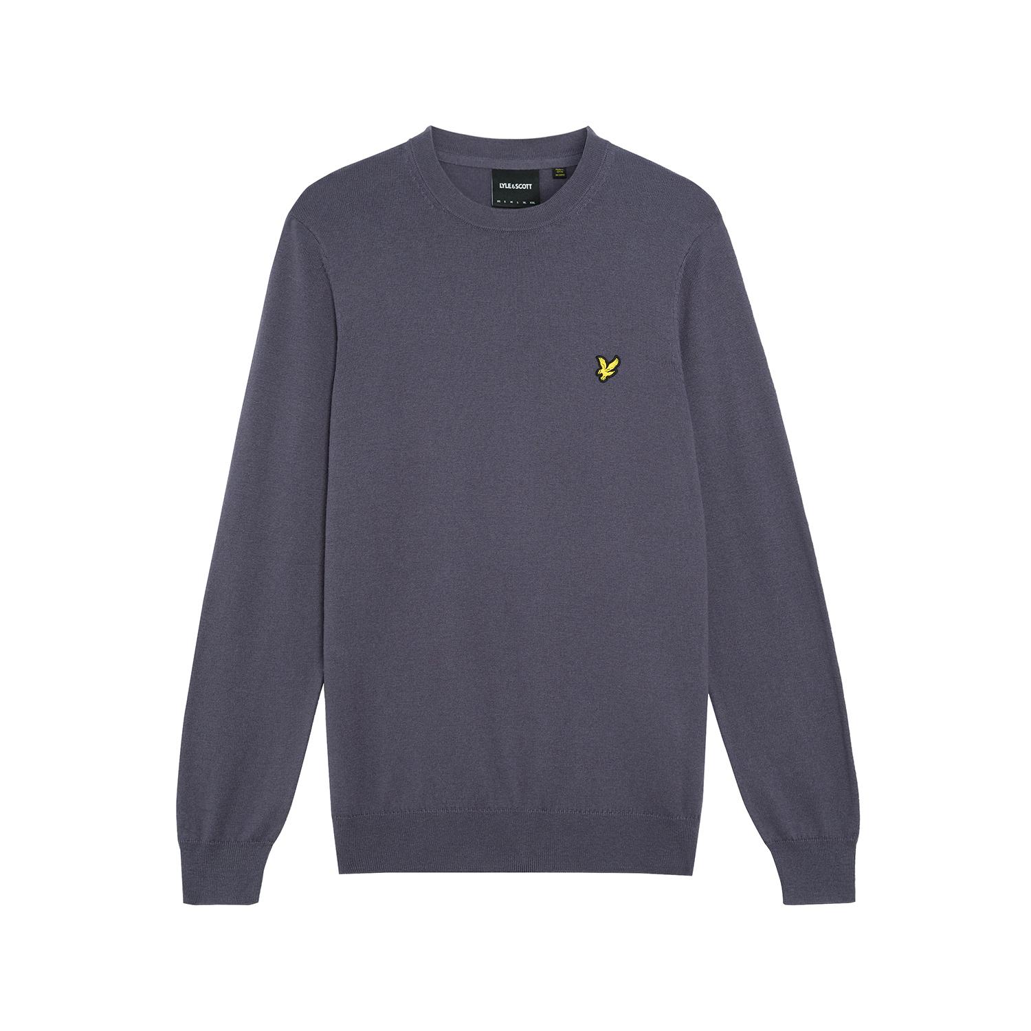 Maglione girocollo in cotone misto merino