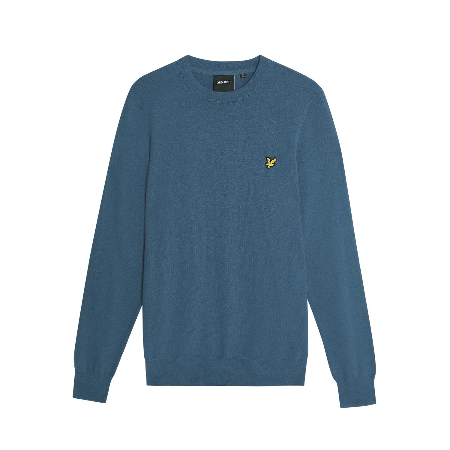 Maglione girocollo in cotone misto merino