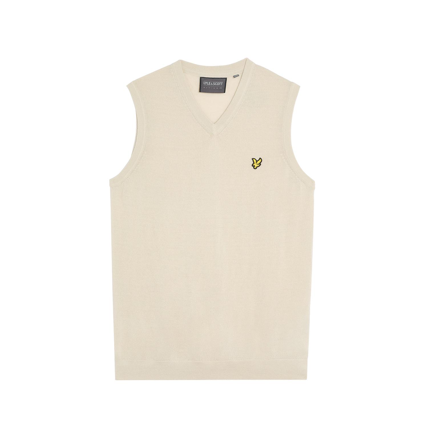 Pullover senza maniche in maglia a V in merino