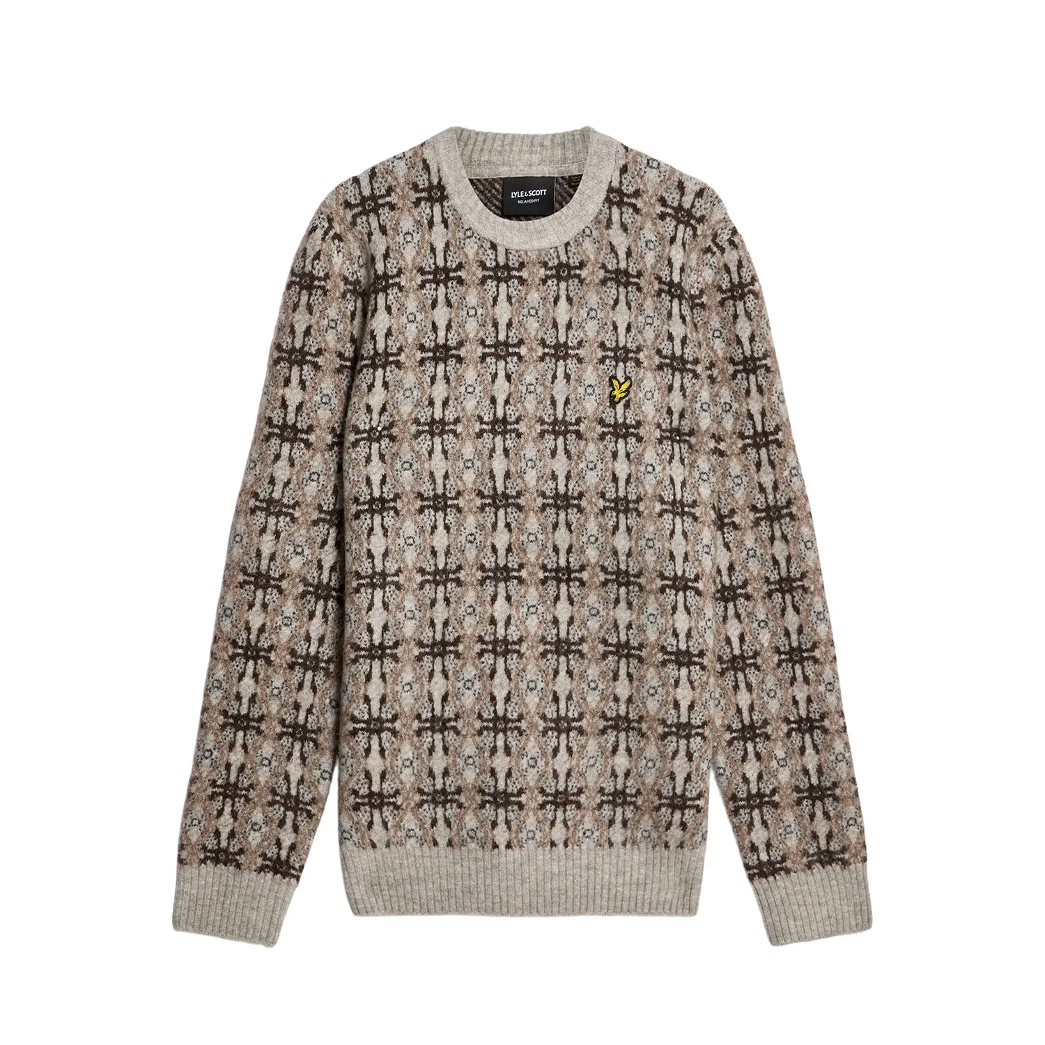 Lyle & Scott Men's Gris Brushed Crew Neck Jumper Intarsia