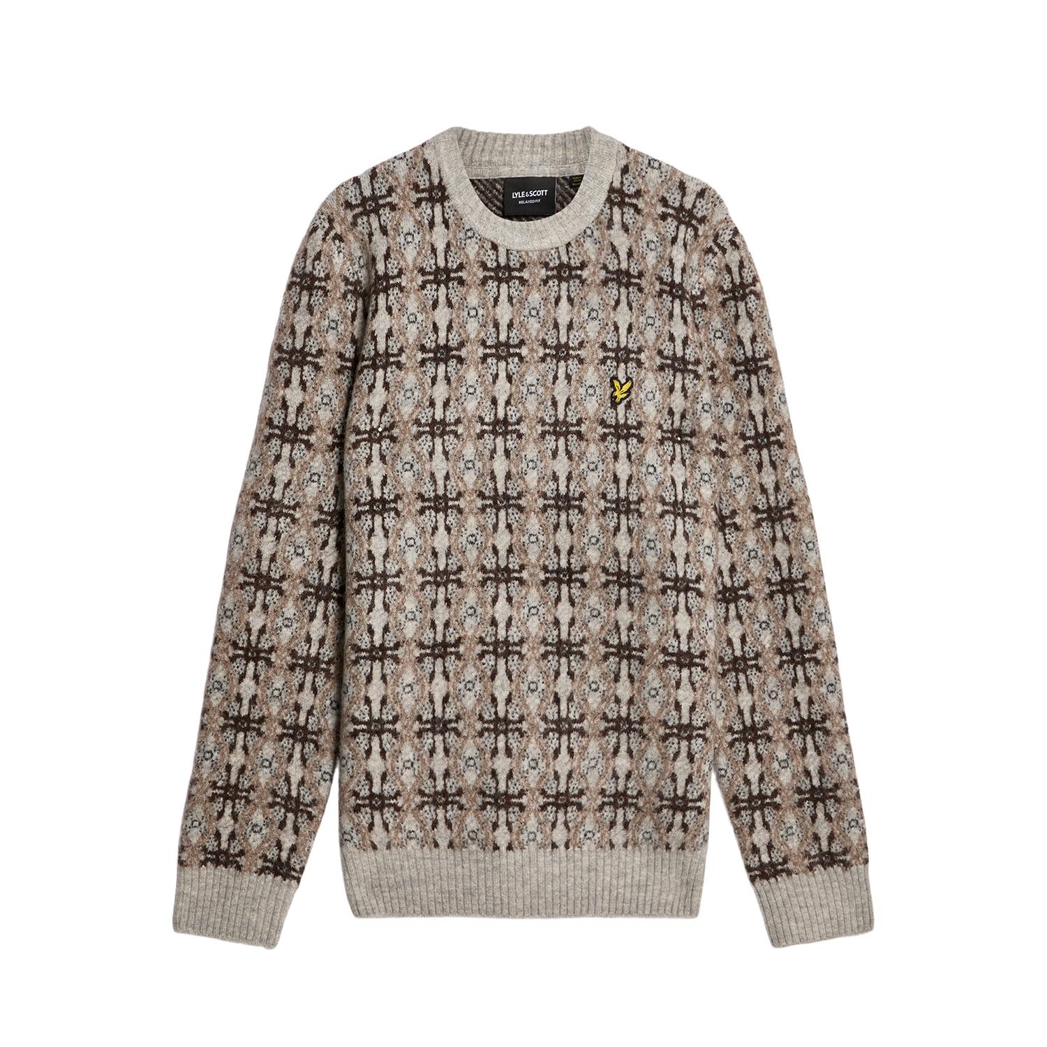 Maglione a collo rotondo spazzolato  Intarsia