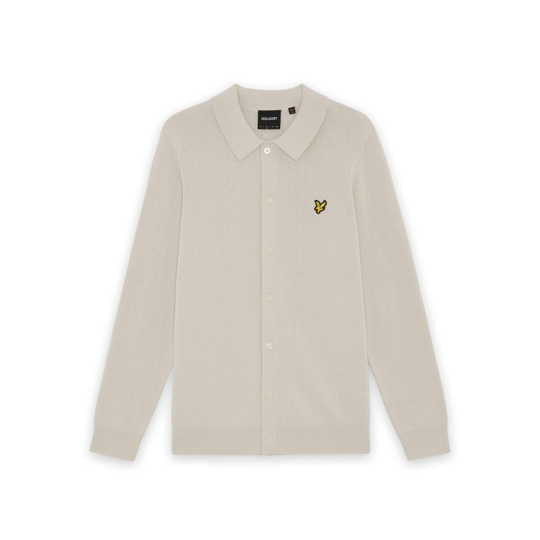 Camicia a maniche lunghe in cotone a maglia