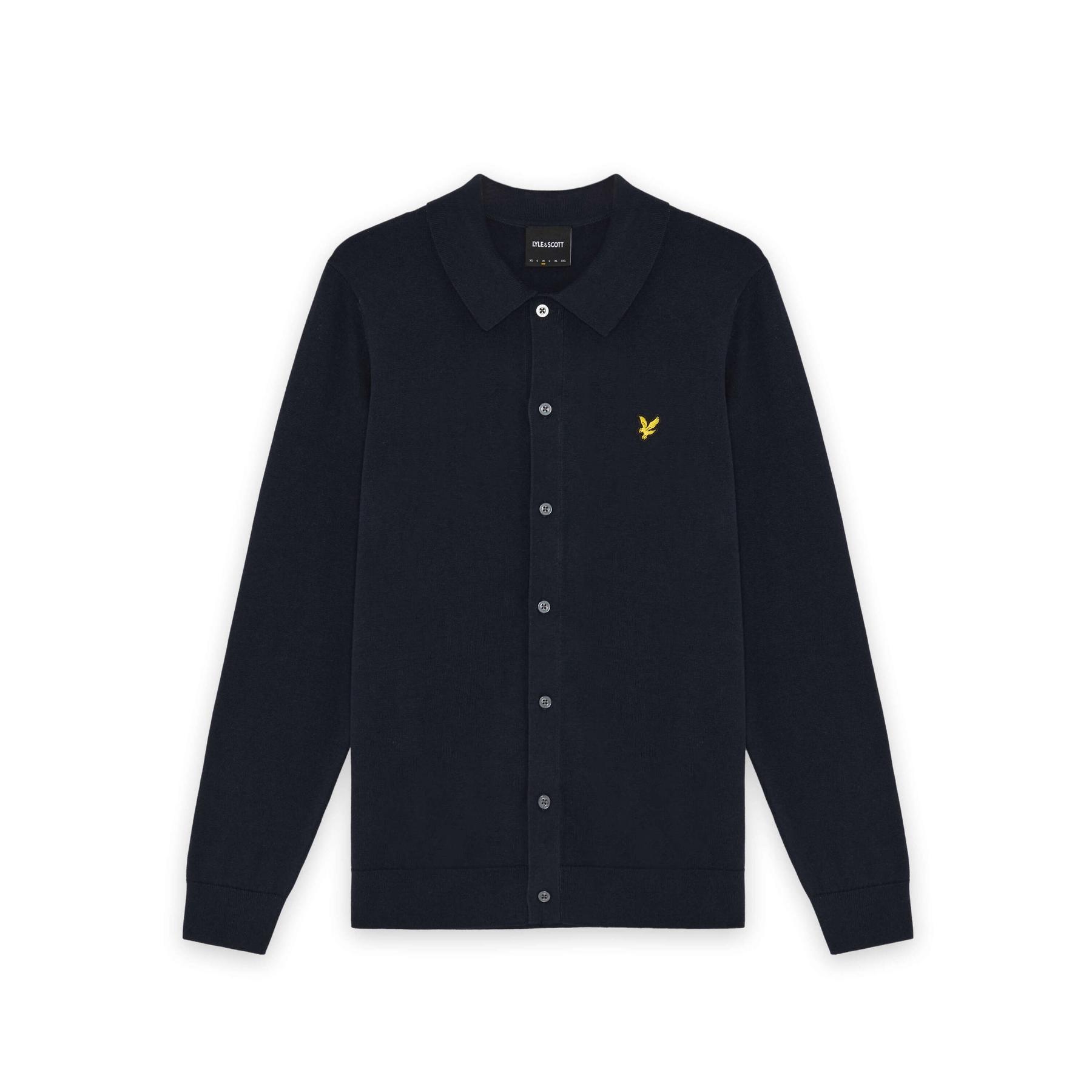 Camicia a maniche lunghe in cotone a maglia