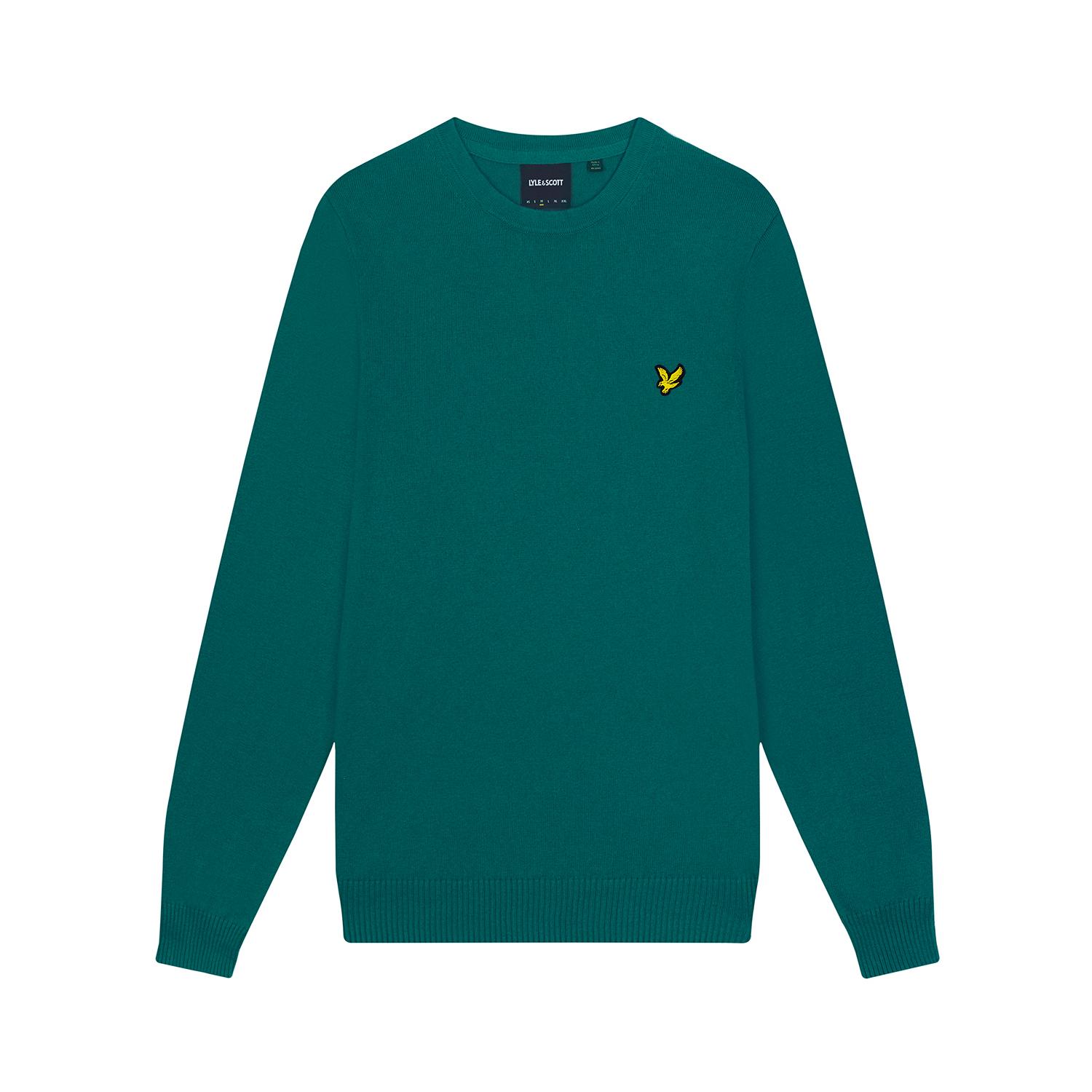 Pullover in cotone merino con colletto rotondo