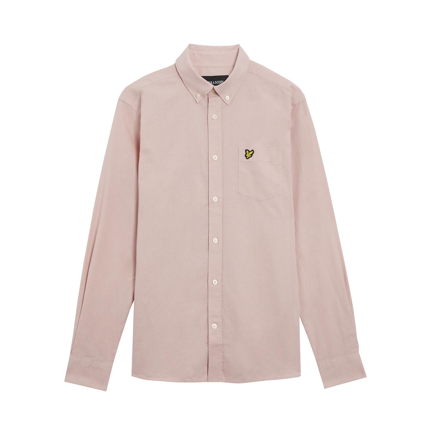 Camicia a maniche lunghe con bottoni in lino e cotone