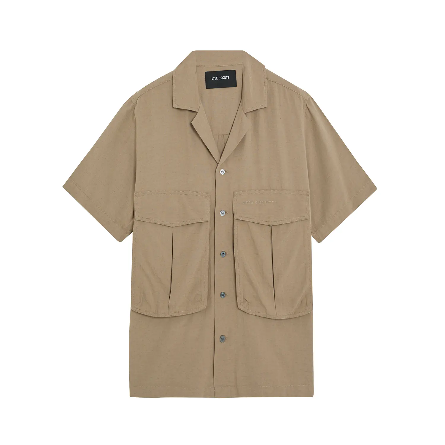 Camicia a V in cotone e lino