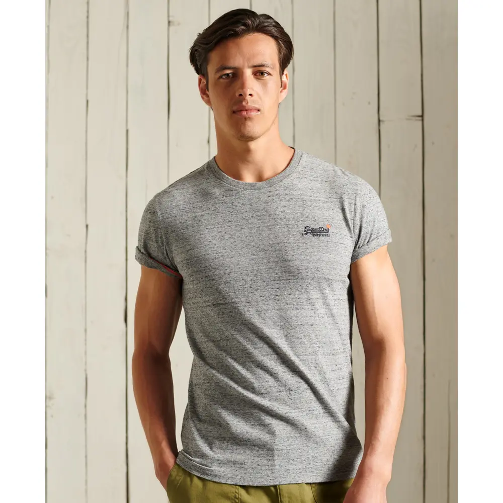 5057101960608 - Mens Vintage T-Shirt mit Stickerei aus der Orange Label Kollektion Grau - Größe S