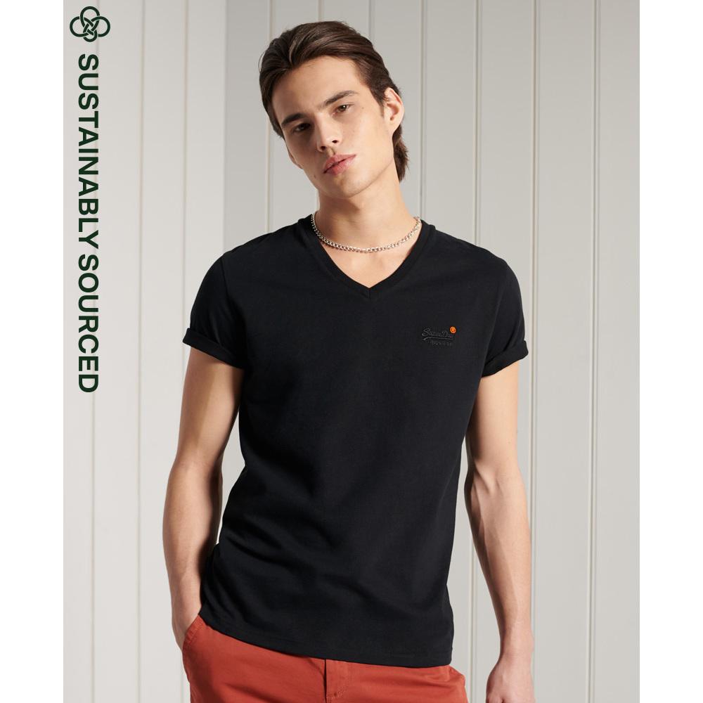 5059046253524 - Mens Klassisches T-Shirt aus Bio-Baumwolle mit V-Ausschnitt Schwarz - Größe XS