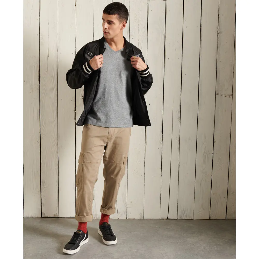 5059046253609 - Mens Klassisches T-Shirt aus Bio-Baumwolle mit V-Ausschnitt Grau - Größe S