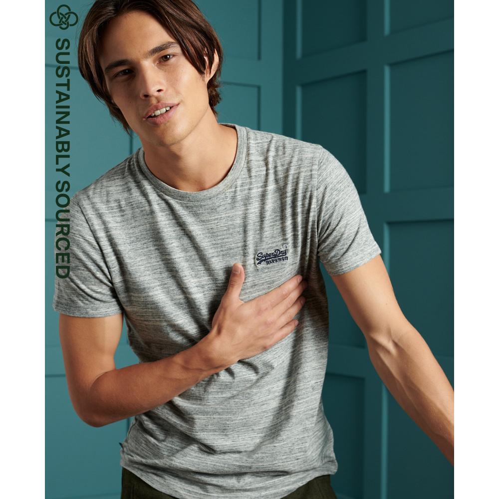 5059046581146 - Mens Vintage T-Shirt aus Bio-Baumwolle mit Stickerei aus der Orange L Hellgrau - Größe S