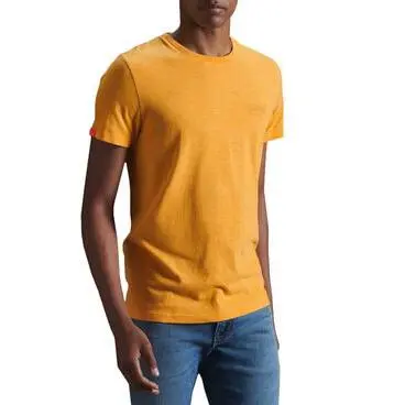 5057847178794 - Mens Vintage Logo T-Shirt aus Bio-Baumwolle mit Stickerei Gelb - Größe L