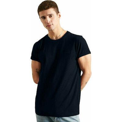 5057847178862 - Mens Vintage Logo T-Shirt aus Bio-Baumwolle mit Stickerei Marineblau - Größe S